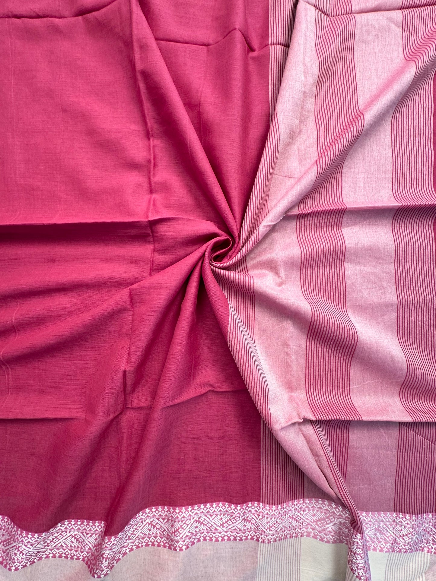 Dusky Pink-Beige Piku Bengal Cotton Saree