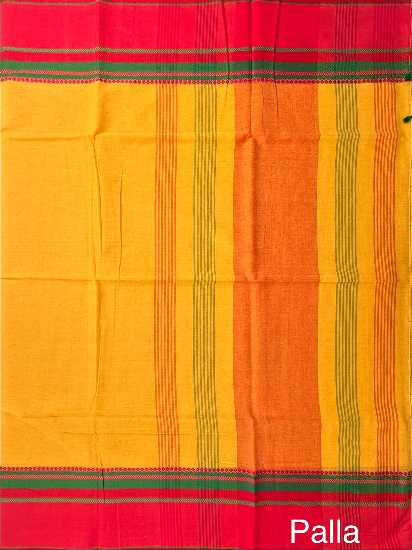 Yellow-Red Piyali Bengal Cotton Saree