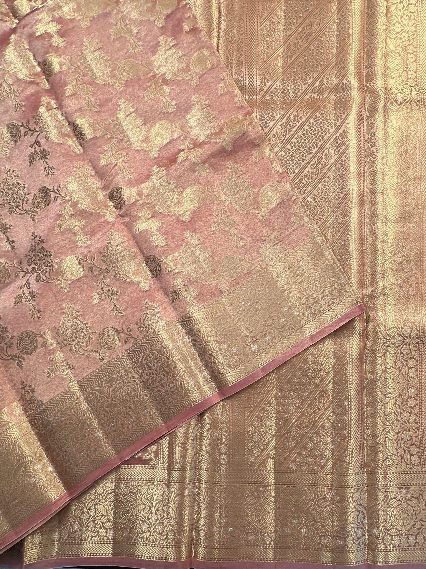 Dusky Pink Tissue Silk Saree