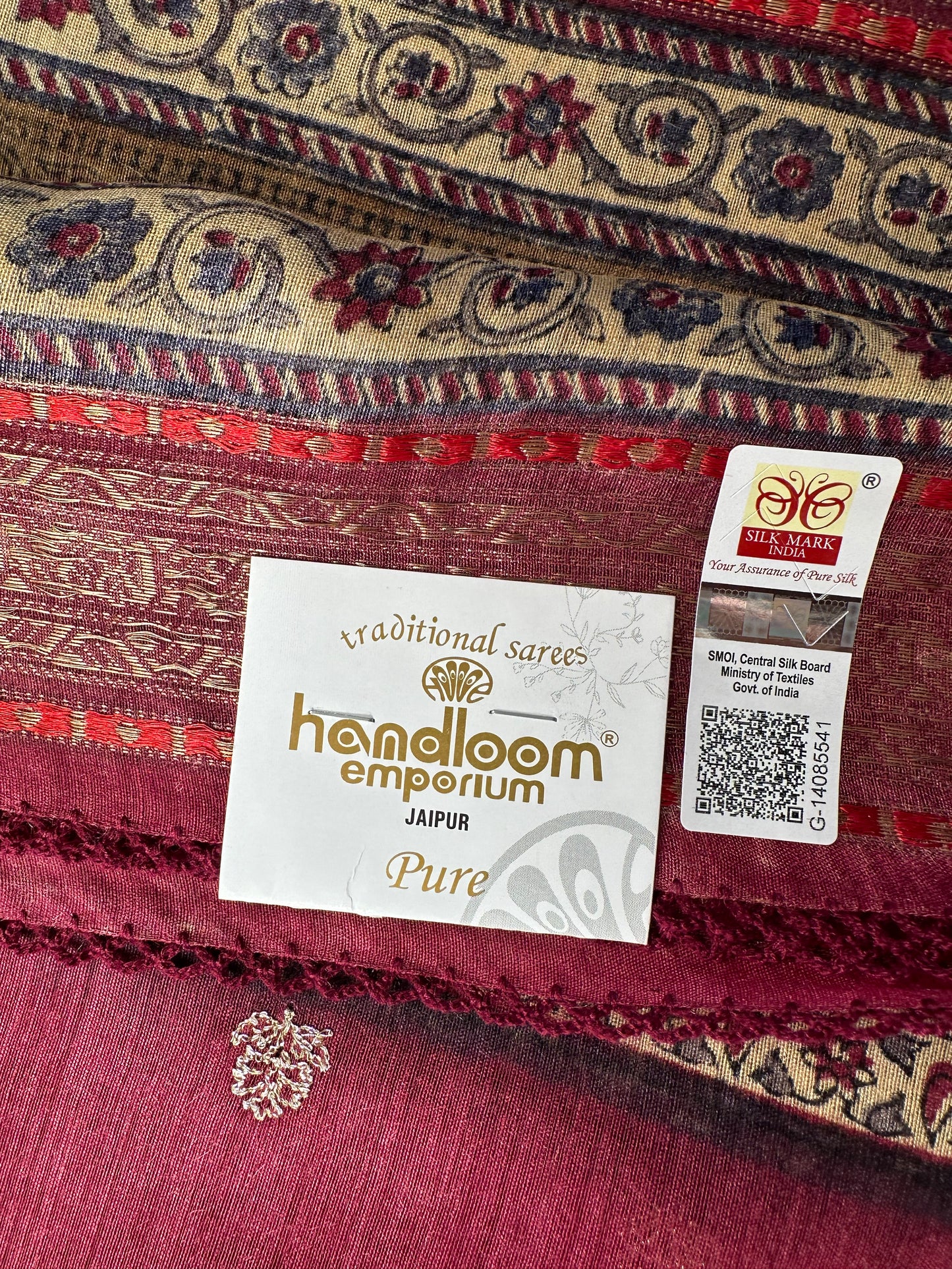 Maroon Muga Silk Saree