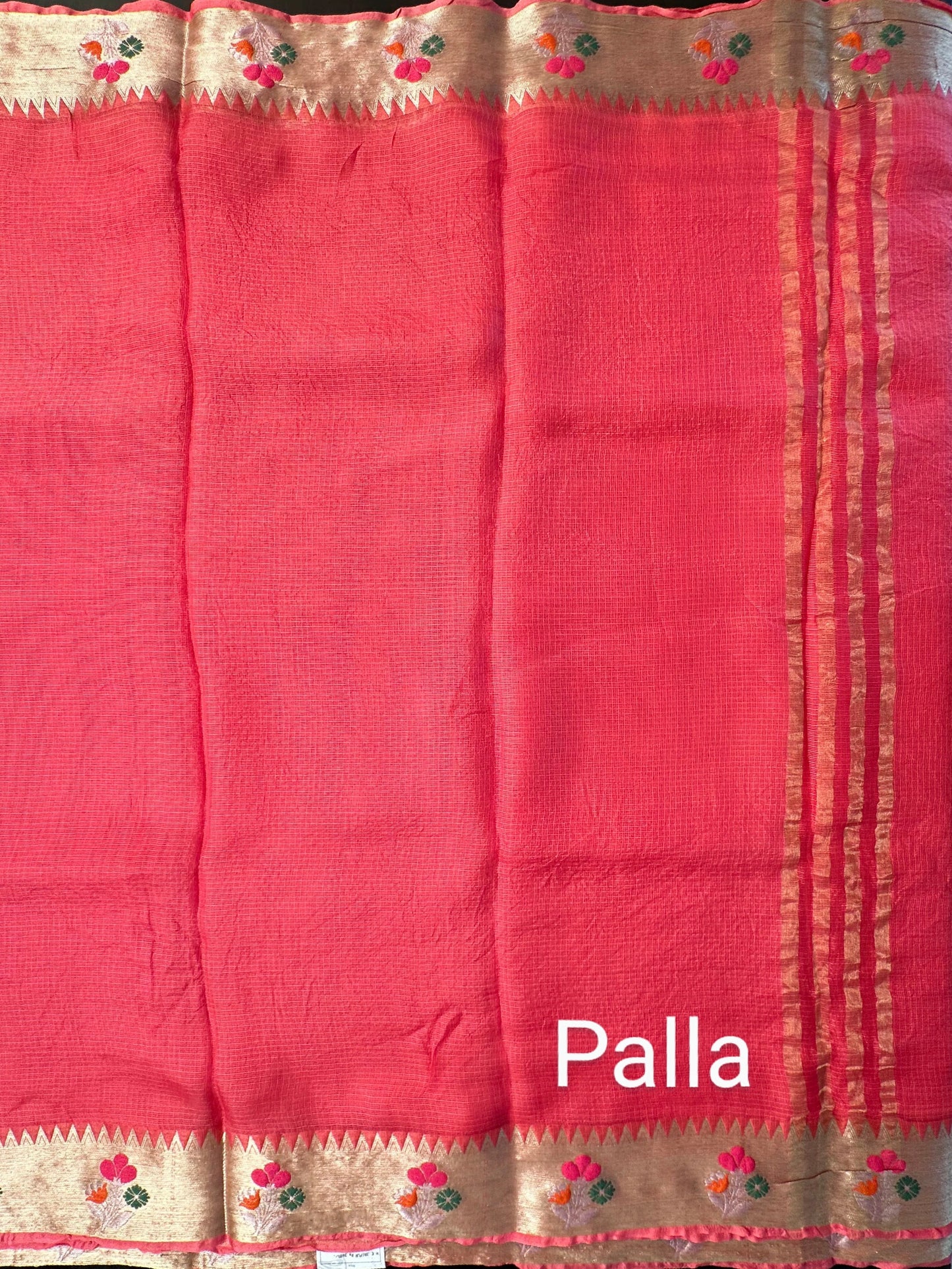 Pink Meenakari Border Kota Doria Pure Silk Saree