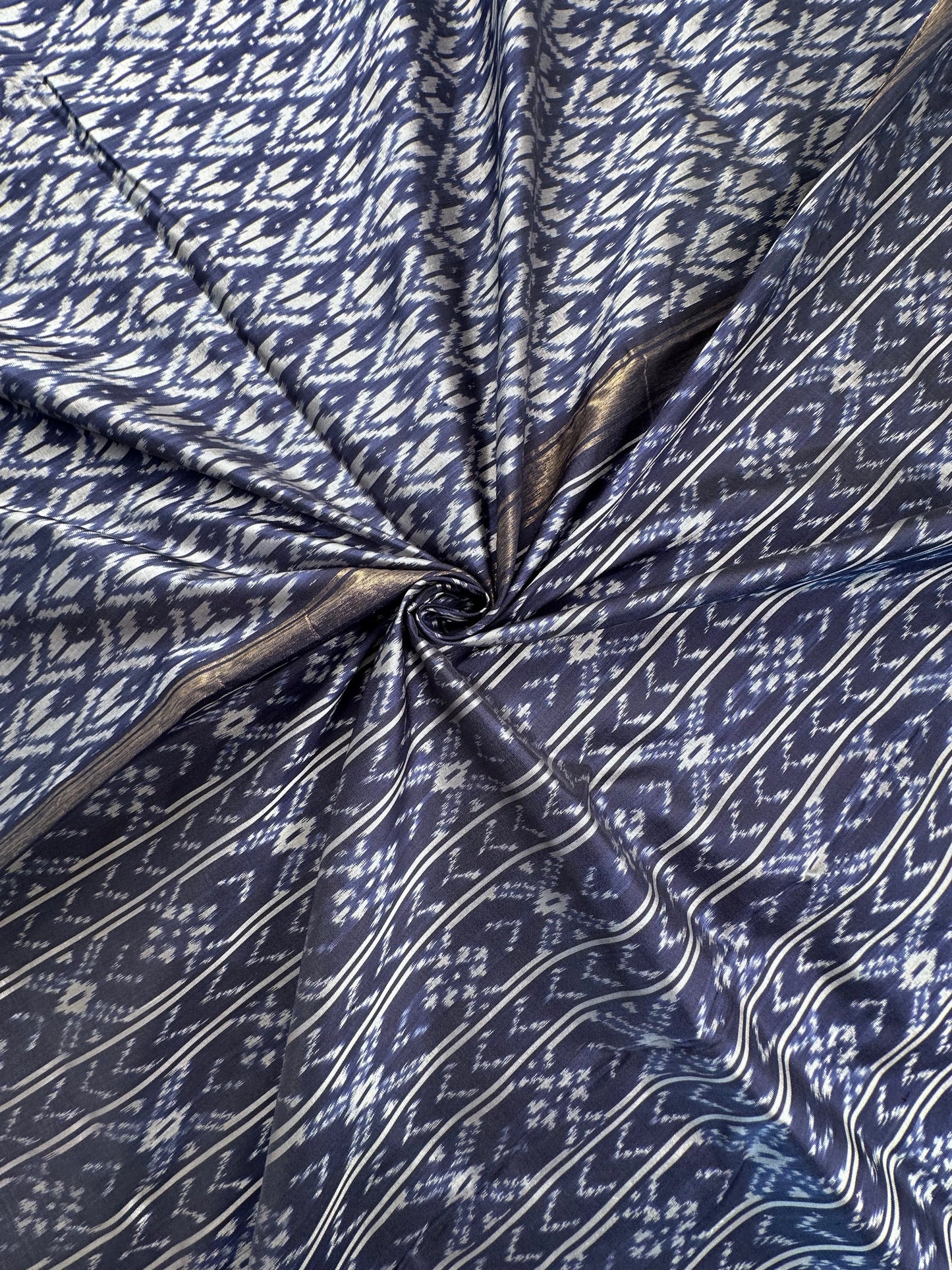 Navy Blue Ikkat Pure Silk Saree