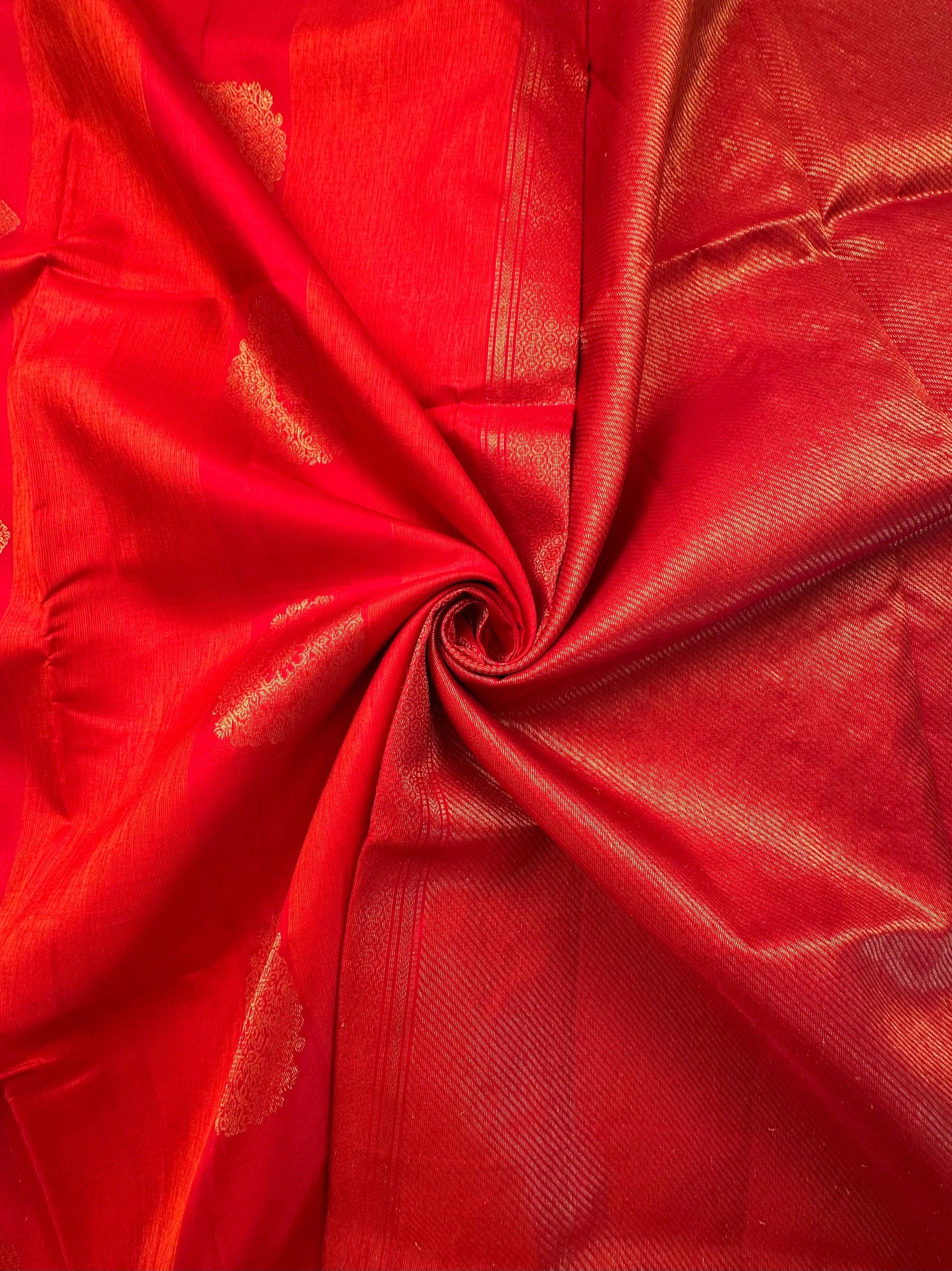 Orange-Red Tiruchirapalli Pure Soft Silk Saree