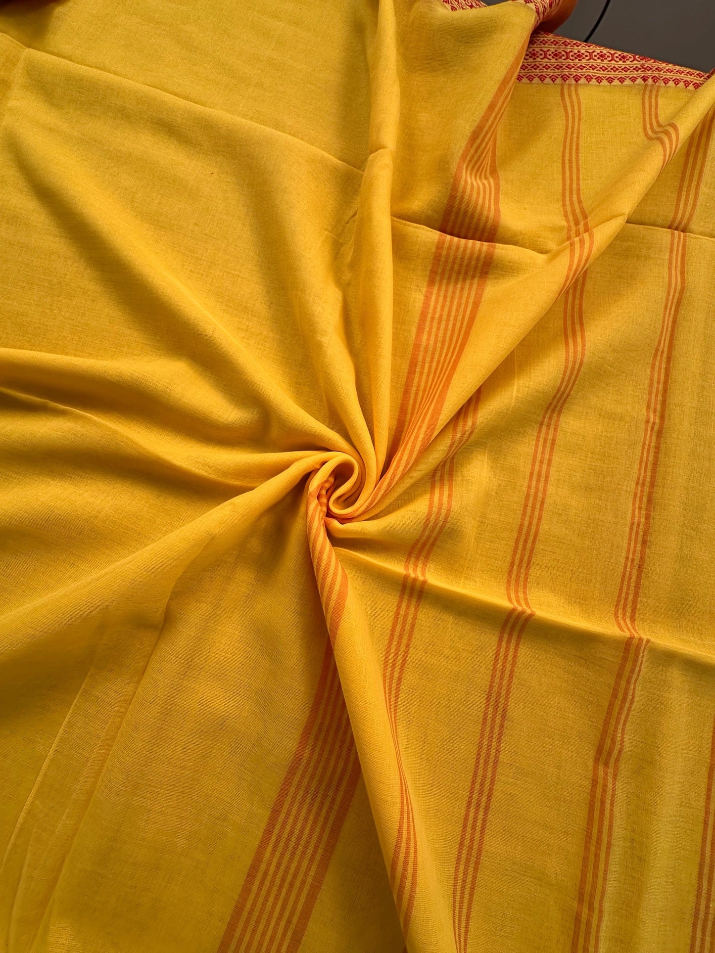 Yellow -Mustard Tripura Cotton Saree