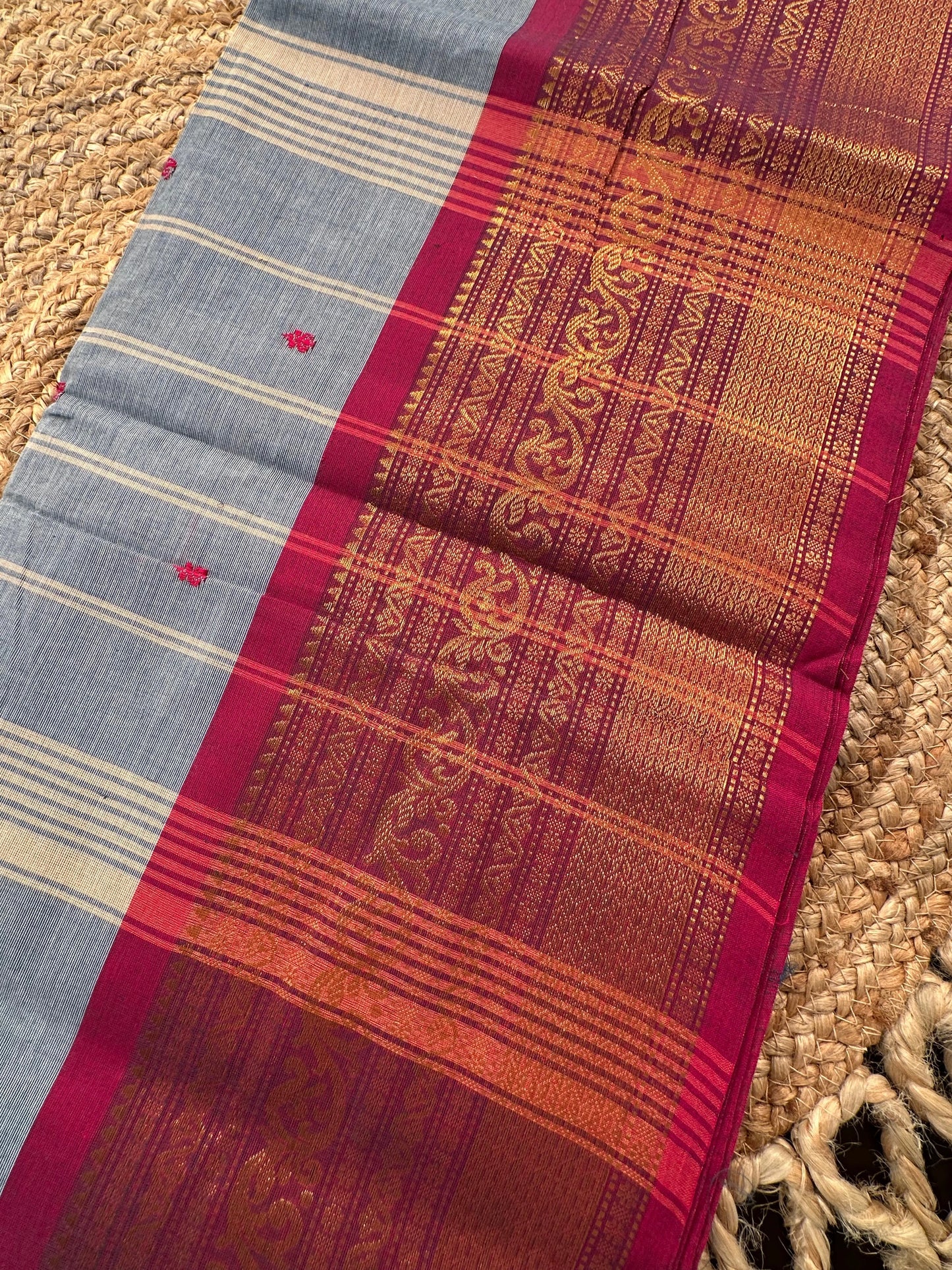 Grey Narayanpet Cotton Saree