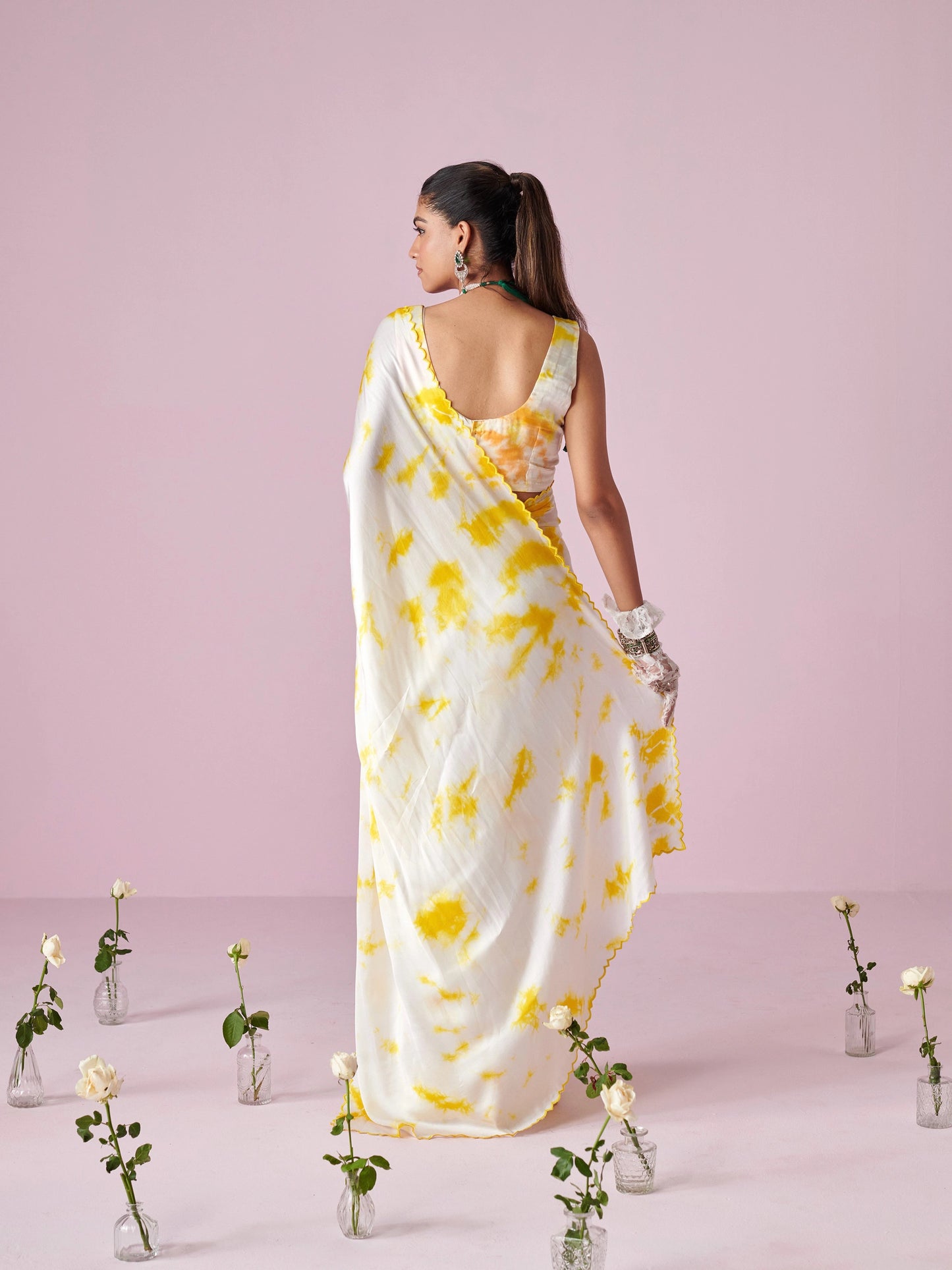 Abstract Satin Saree