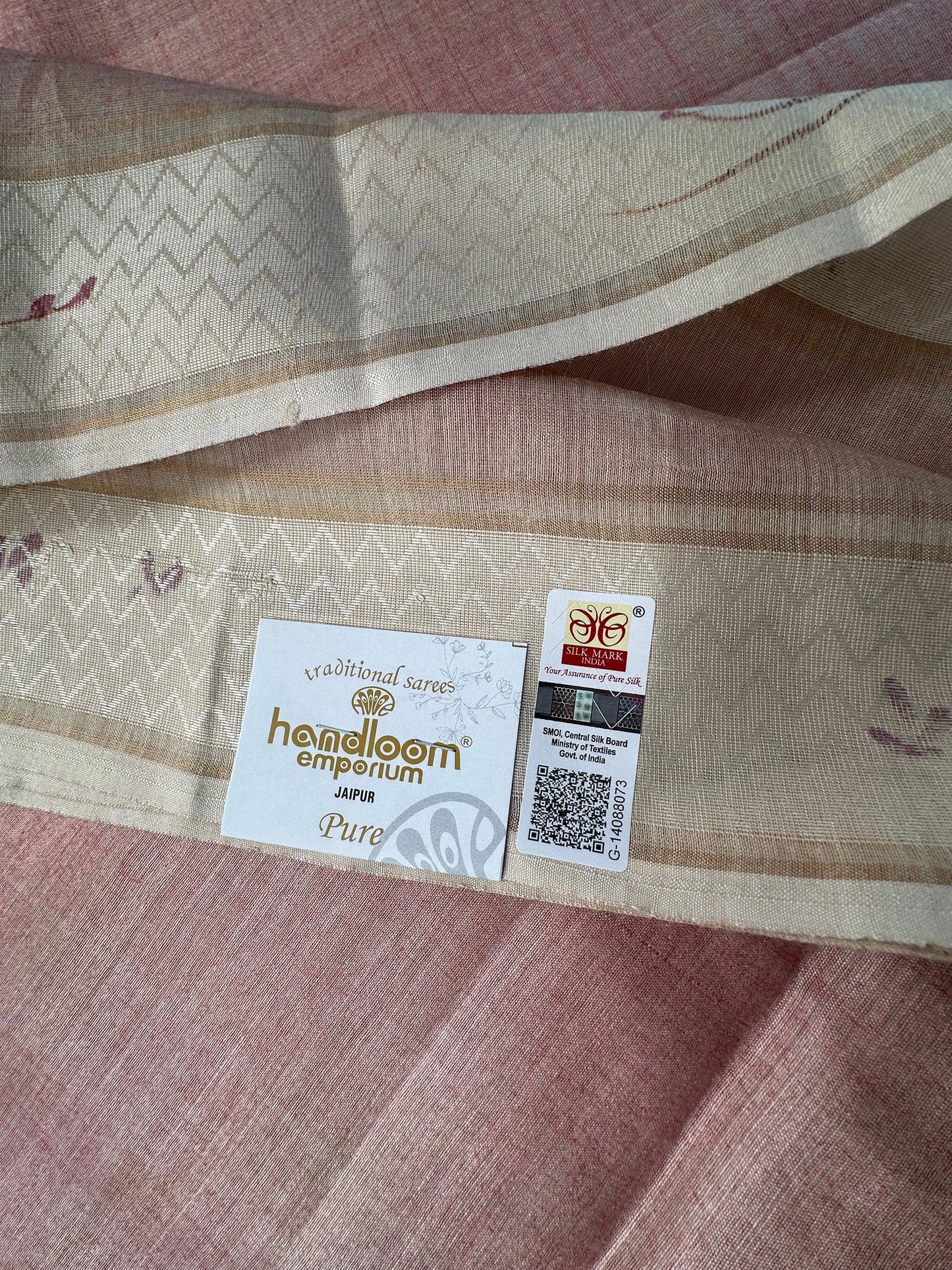 Dusky Pink Hand Print Saree