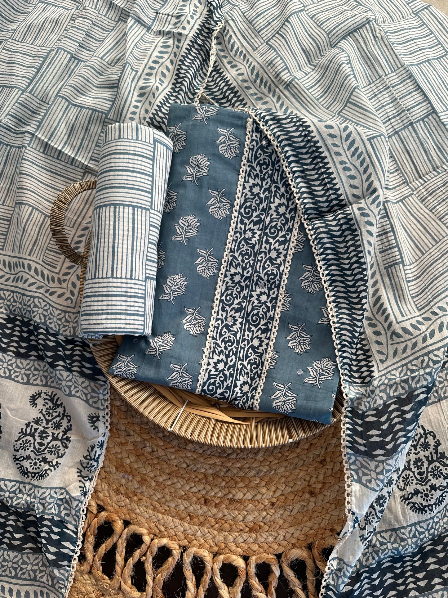 Jaipuri Necktie Cotton 3-Piece Suit