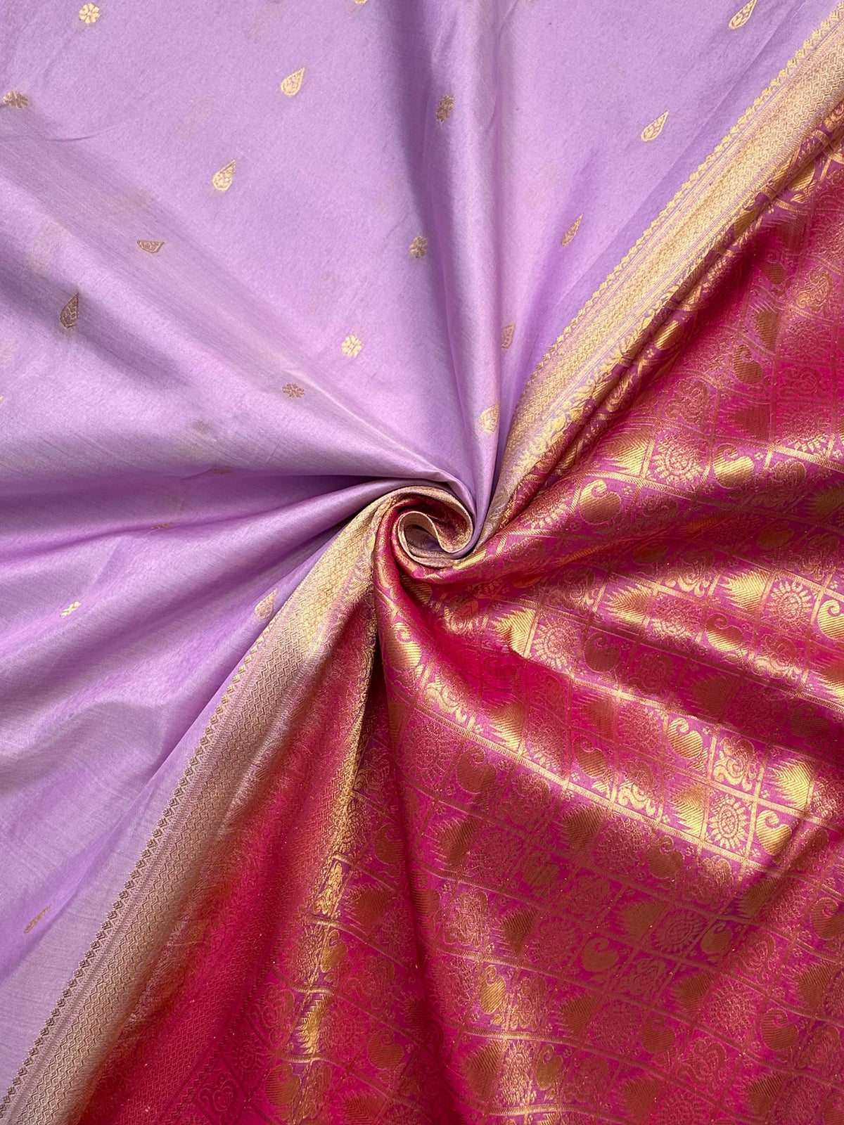 Purple Pondicherry Pure Silk Saree