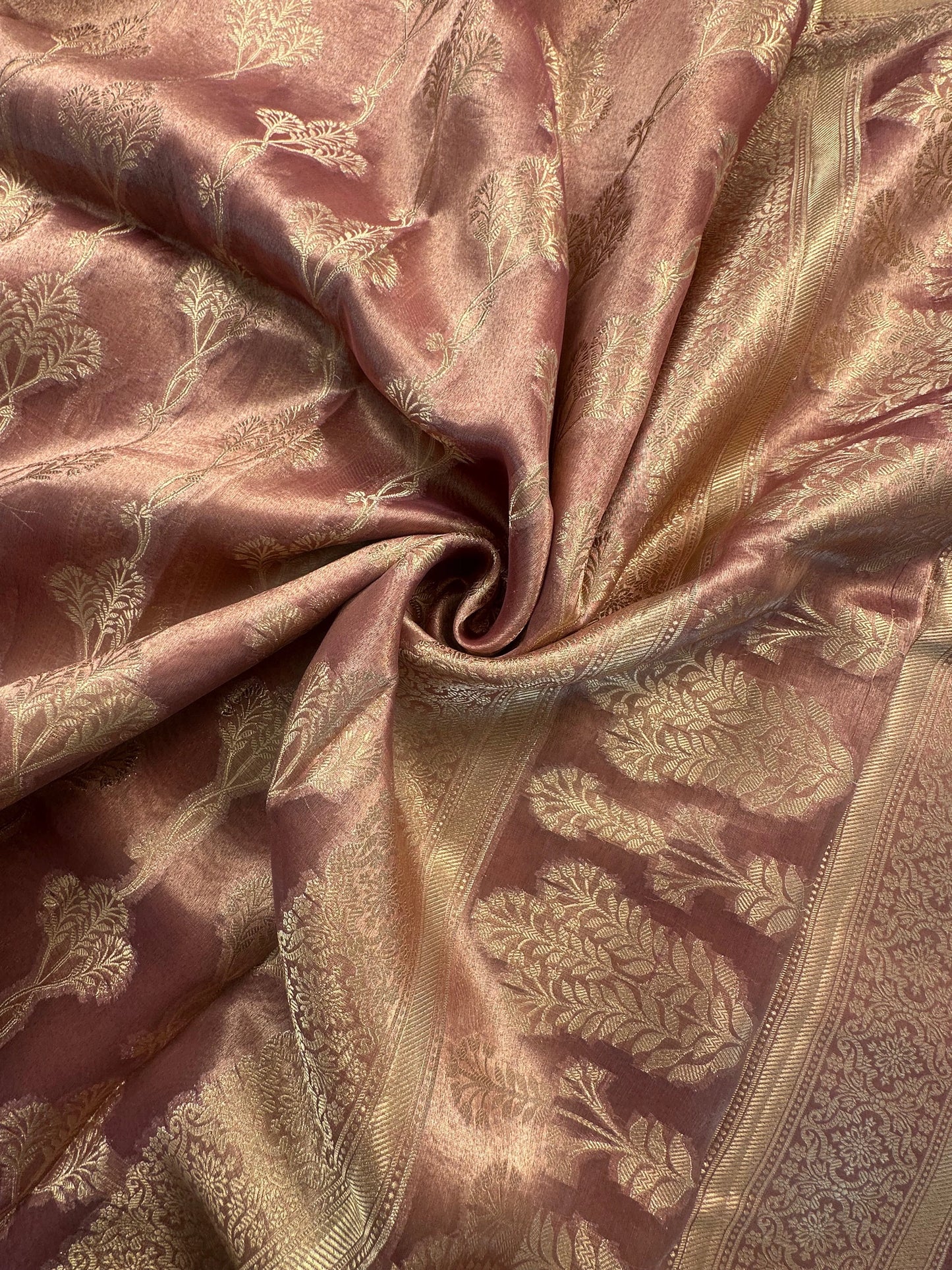 Dusky Pink Tissue Silk Saree