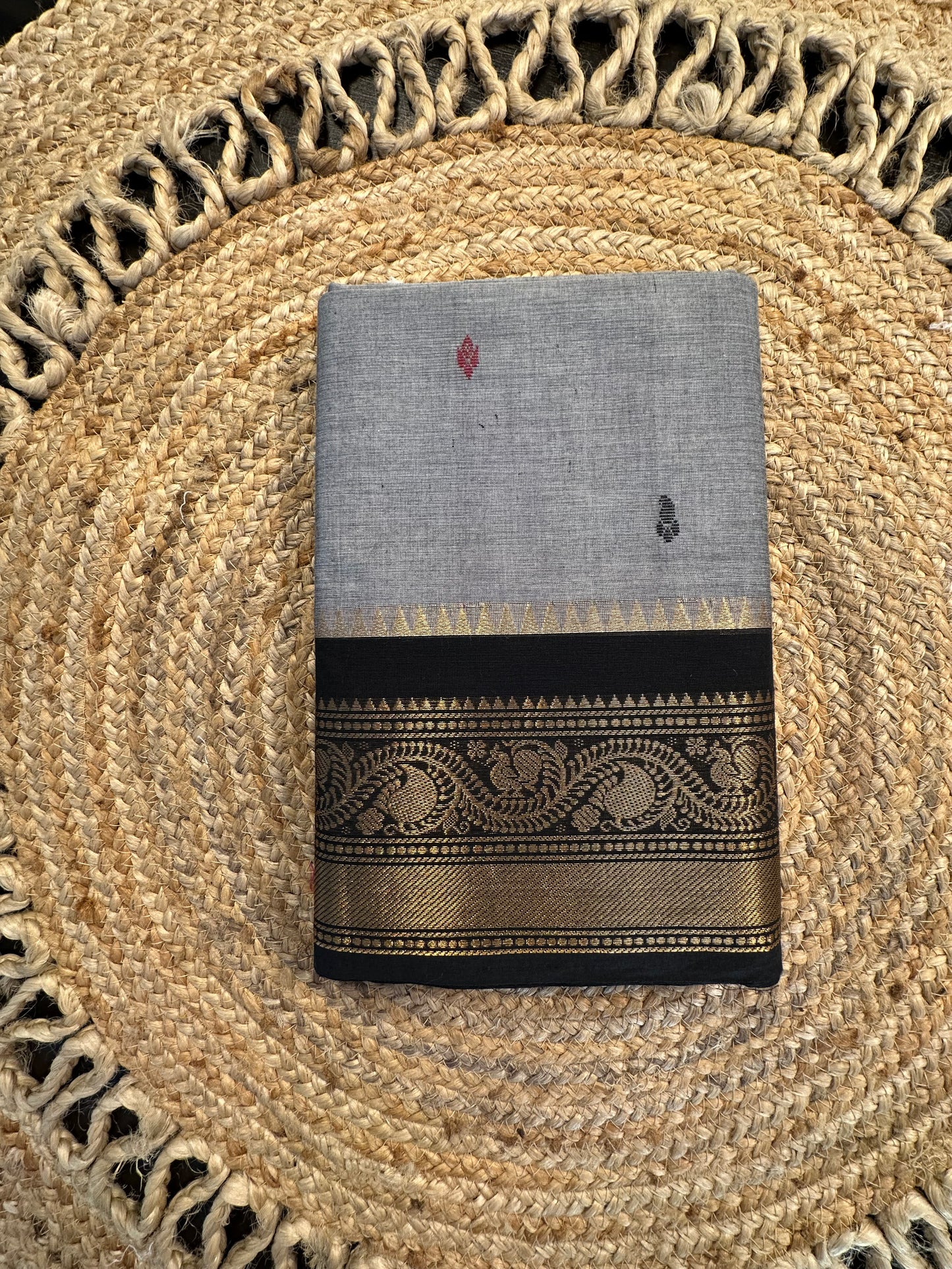 Grey Narayanpet Cotton Saree