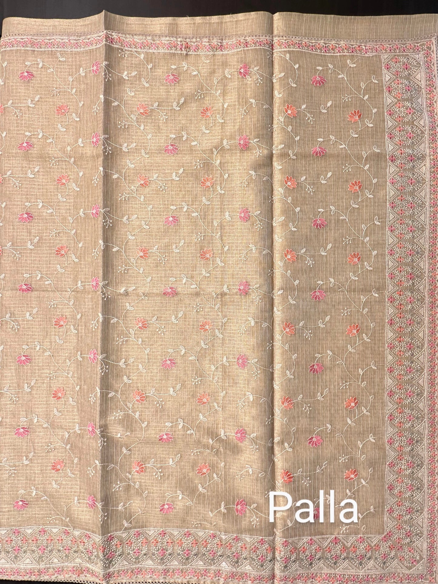 Cream Fancy Tissue Saree