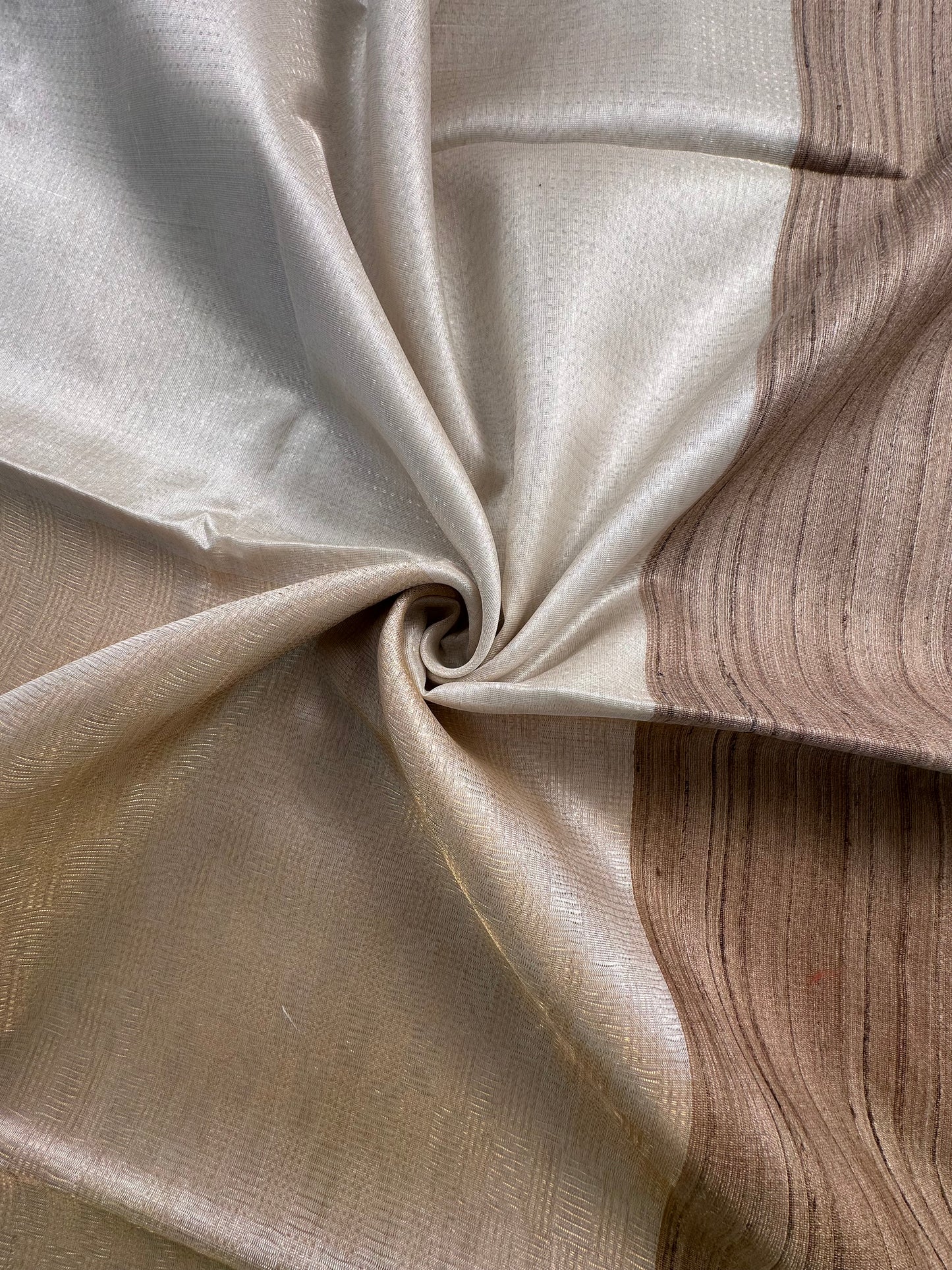 Golden-Silver Emboss Tissue Silk Saree