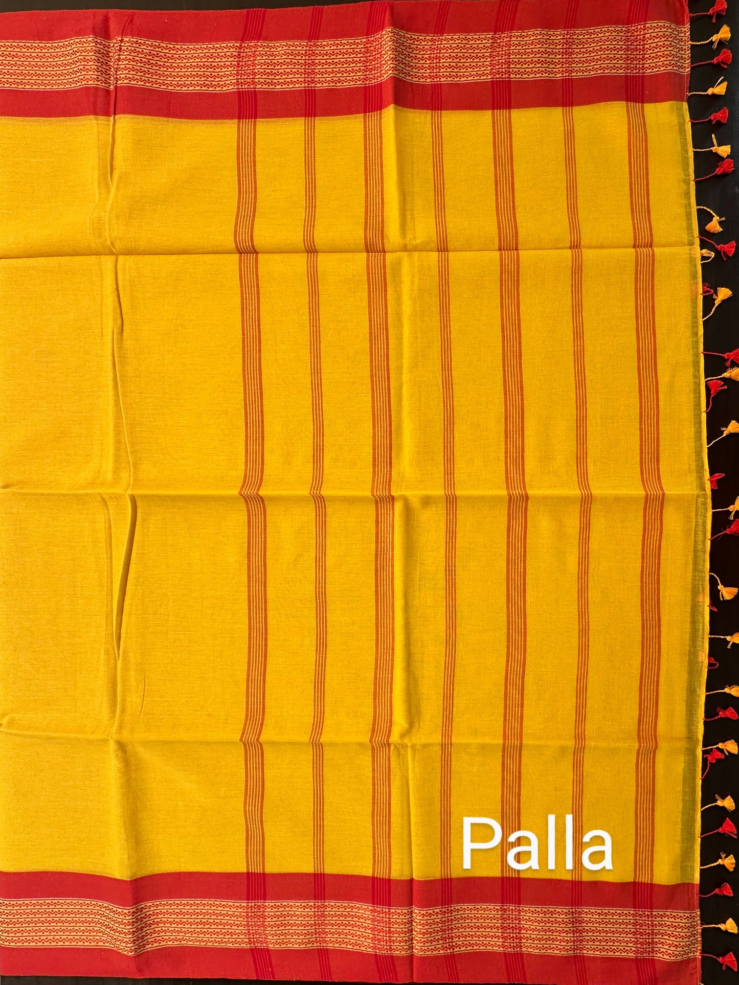 Yellow-Red Tripura Cotton Saree