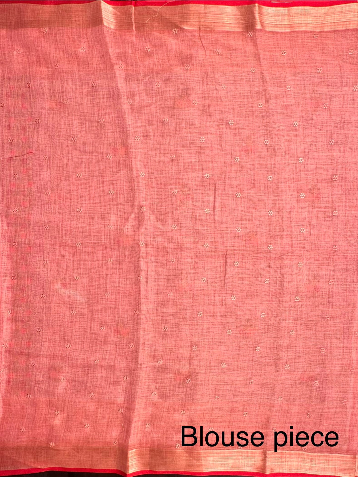 Peach Blended Cotton Saree with embroidery