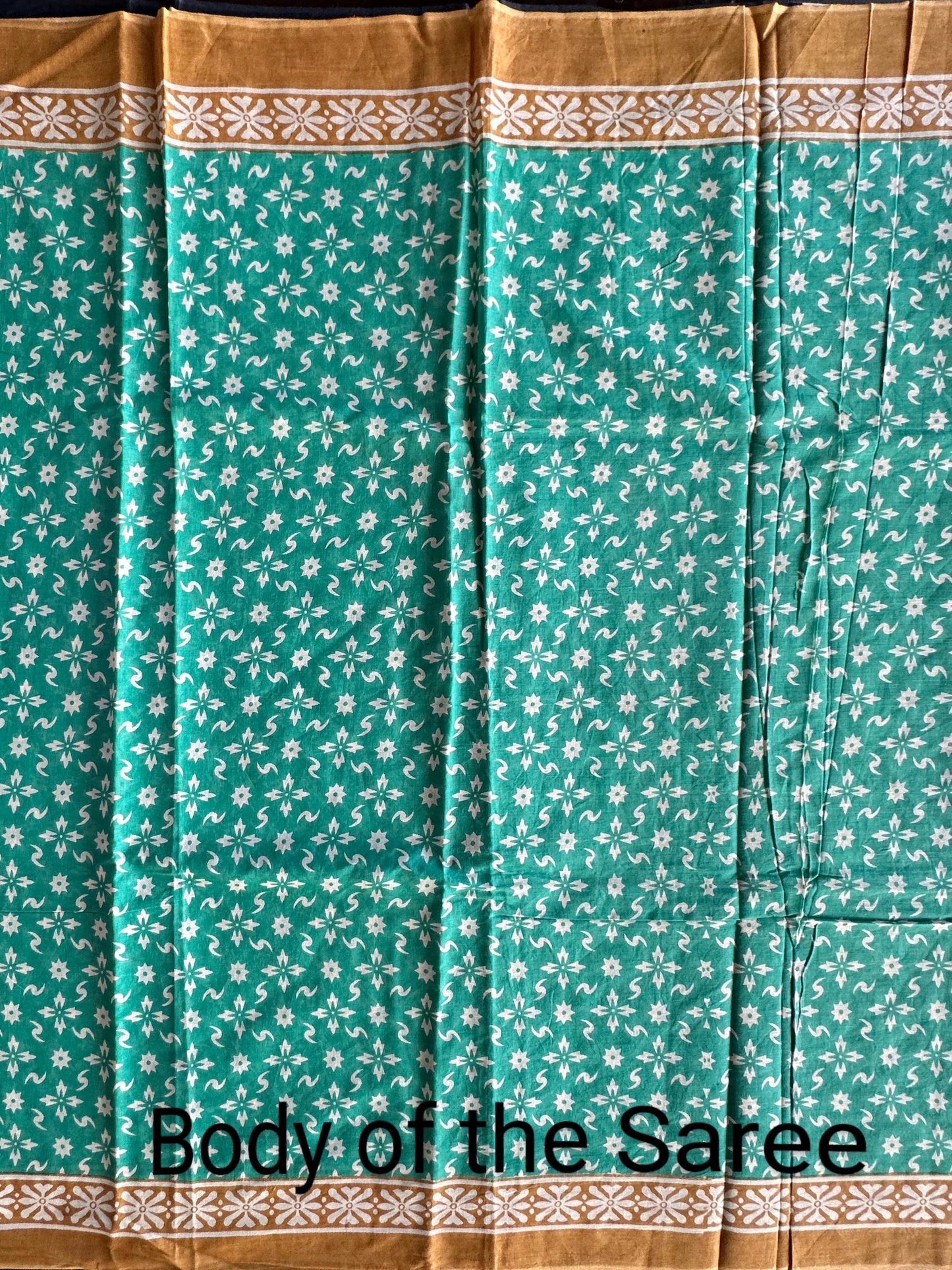 Sea Green Jaipuri Mulmul Saree