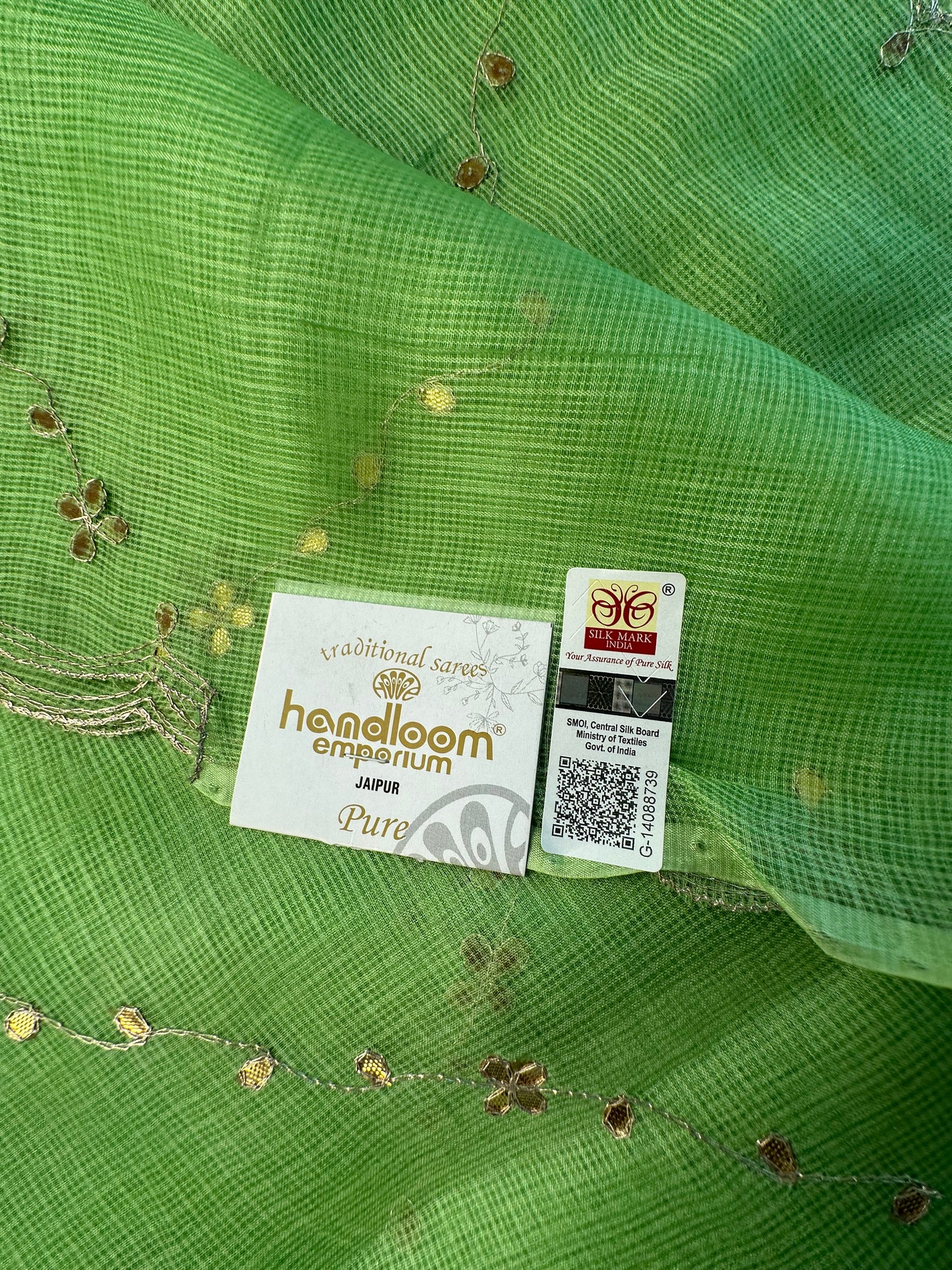 Kota Doria Pure Silk Saree With Gota Patti Work