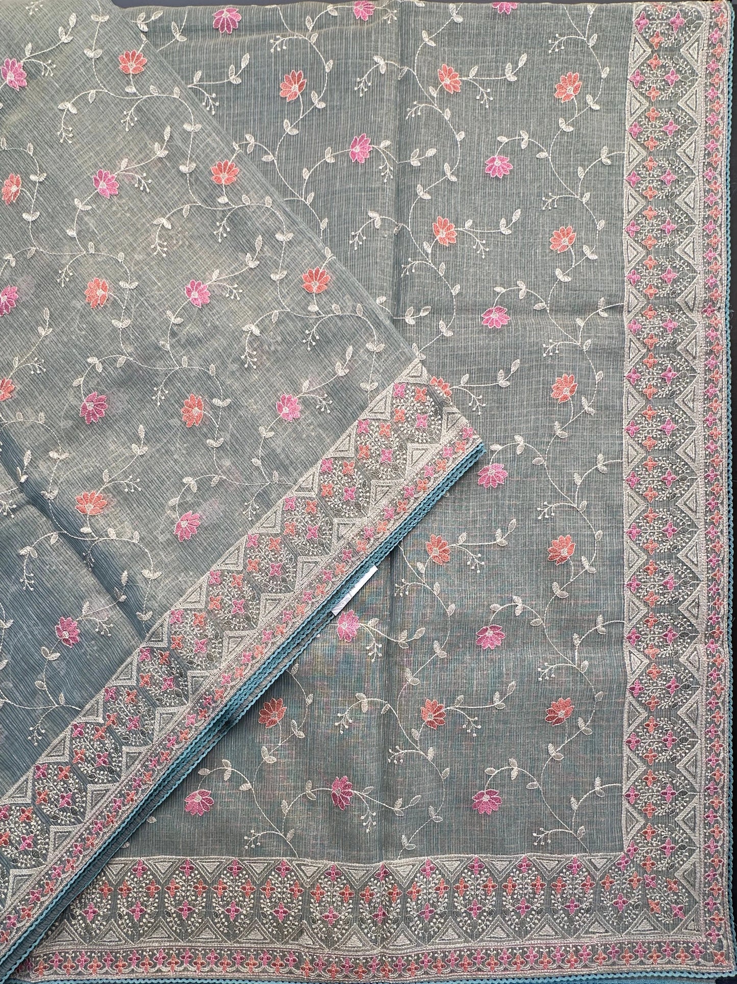 Sea Green Fancy Tissue Saree