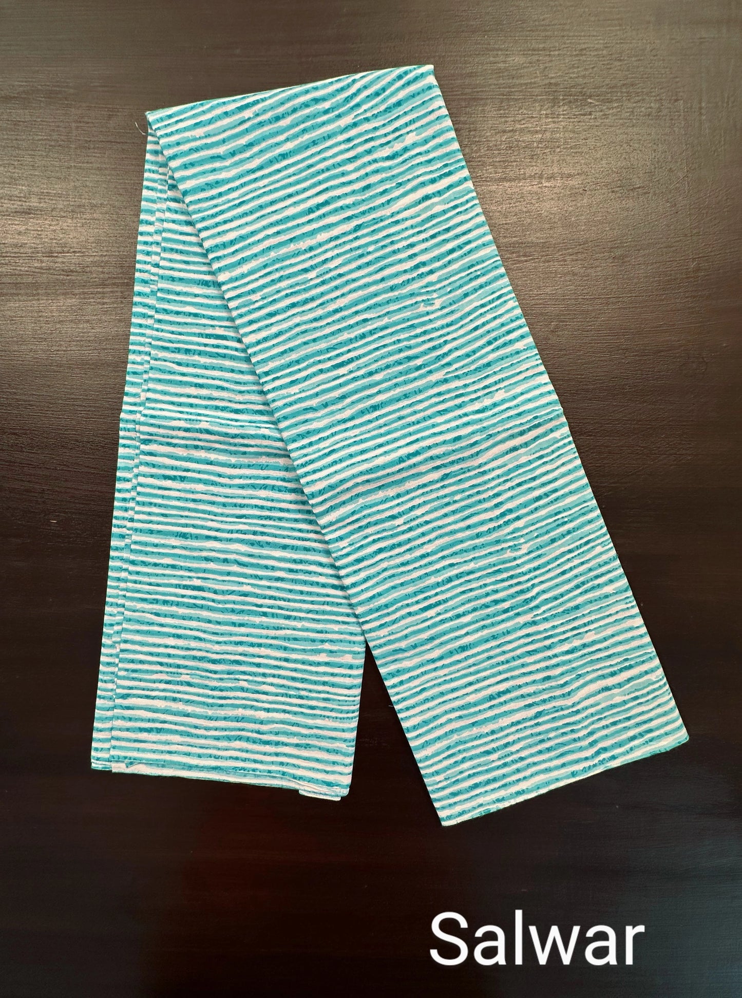 Off White-Firozi Angrakha Printed Cotton 3-Piece Suit