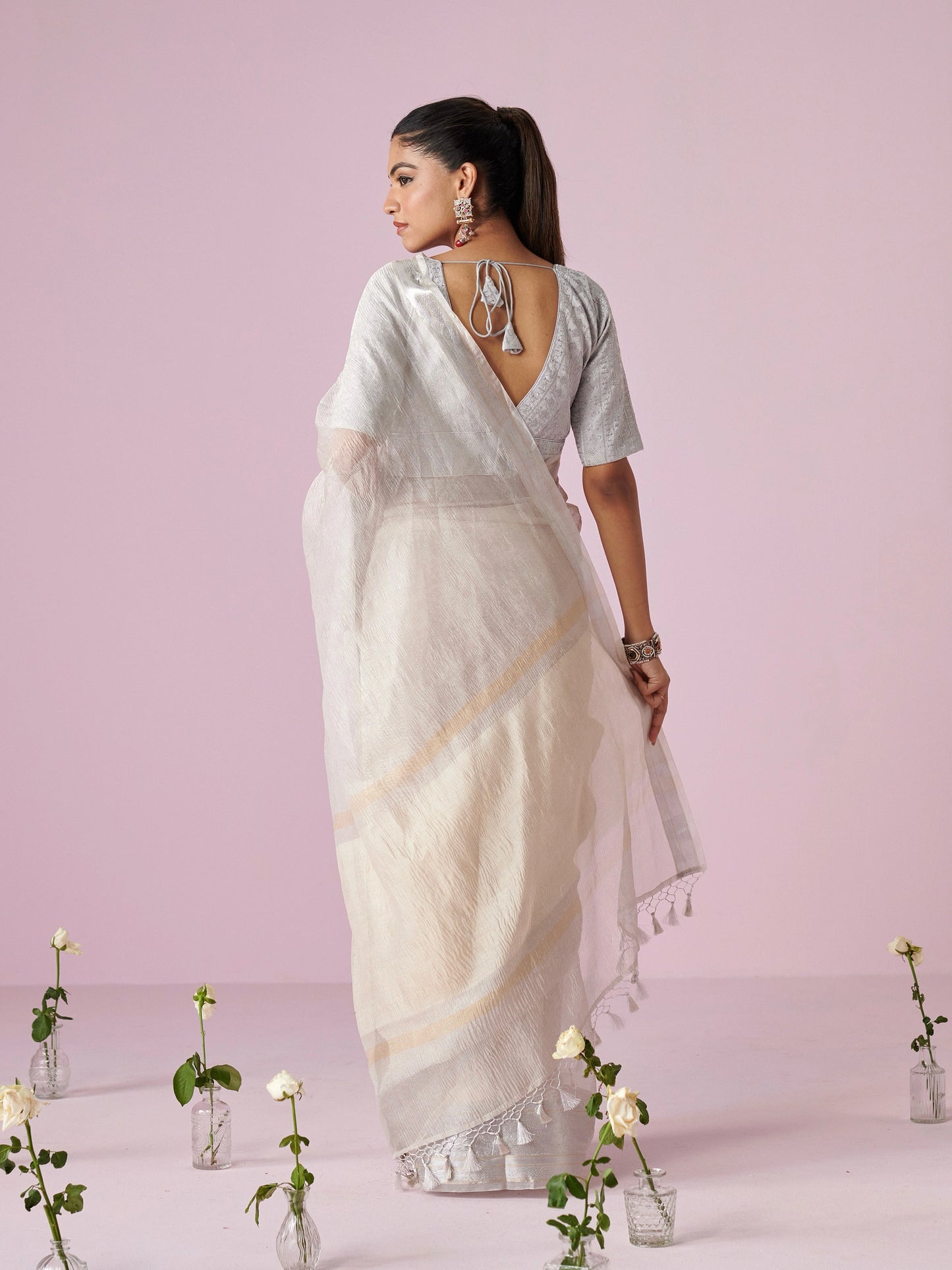 Silver Crush Pure Tissue Saree
