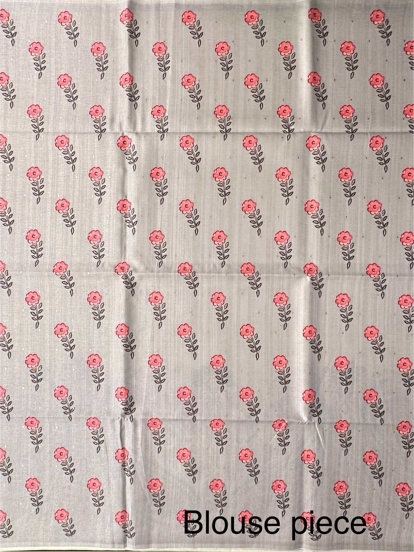 Off White-Grey Printed Art Silk Saree