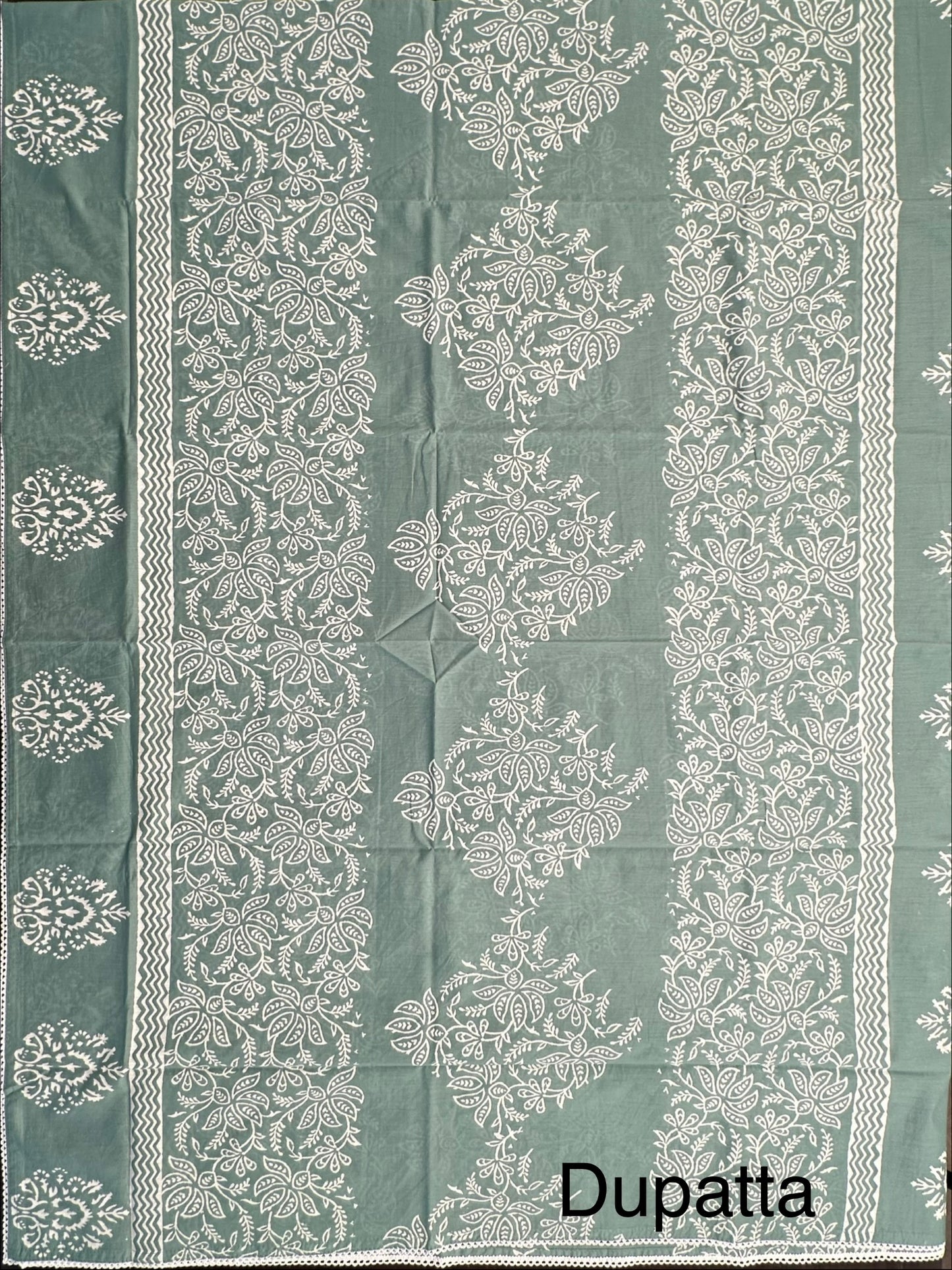 Pista Green Printed Pure Cotton Suit