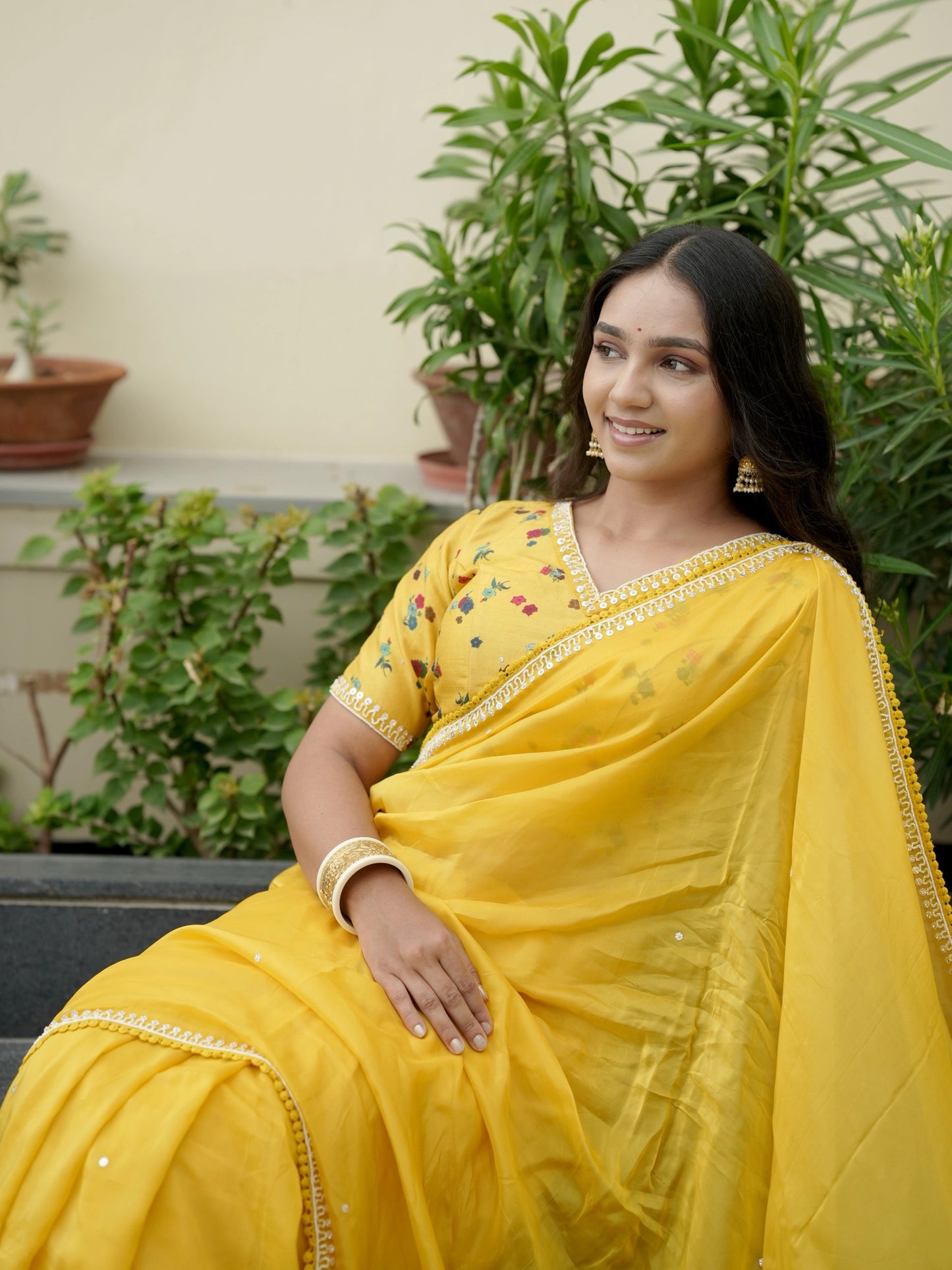 Crepe Saree with Designer Blouse