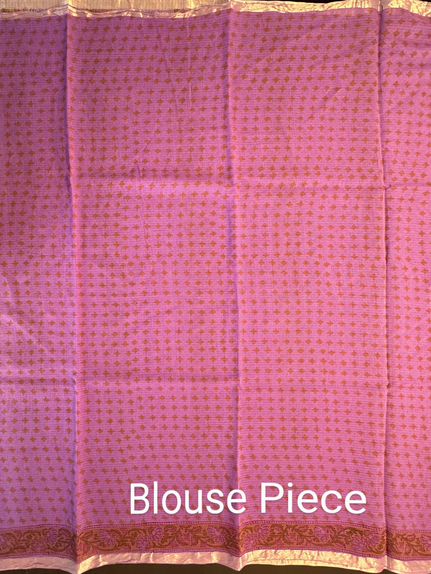 Purple Block Print Kota Doria Cotton Saree