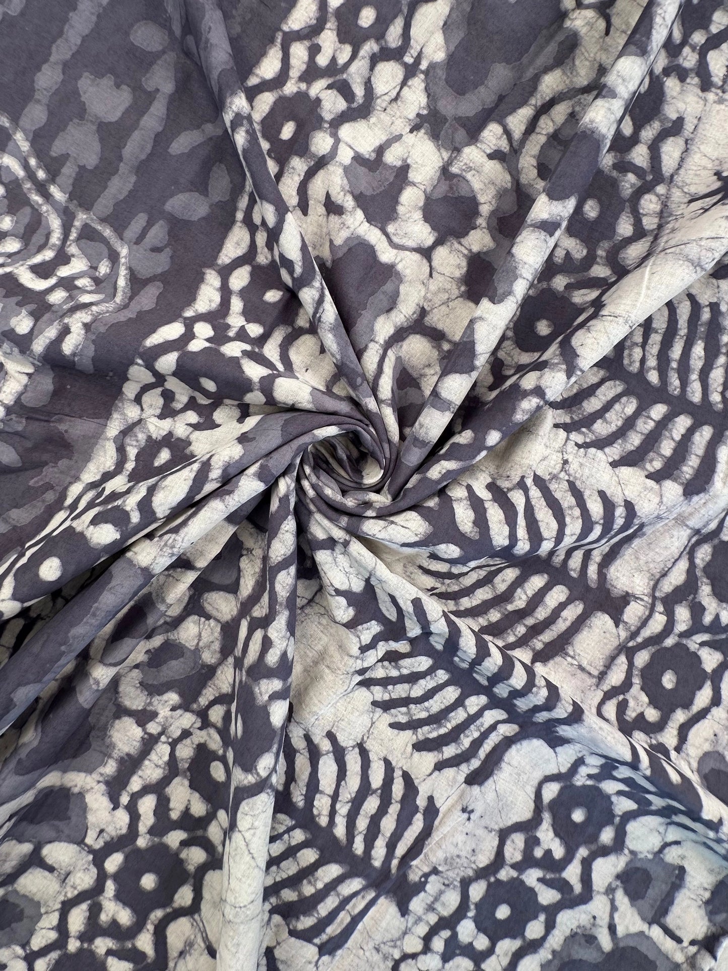 Bluish Grey Hand Block Print Pure Cotton Saree