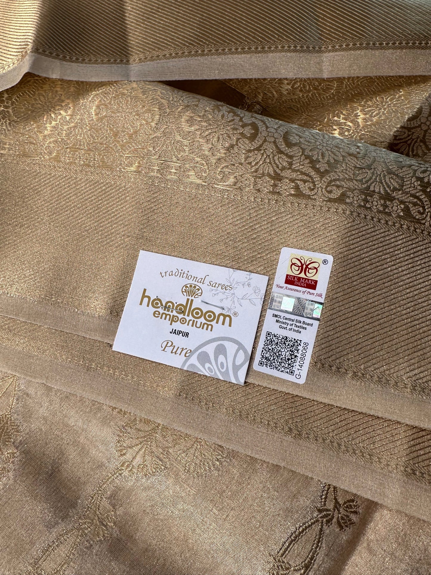 Light Golden Tissue Silk Saree