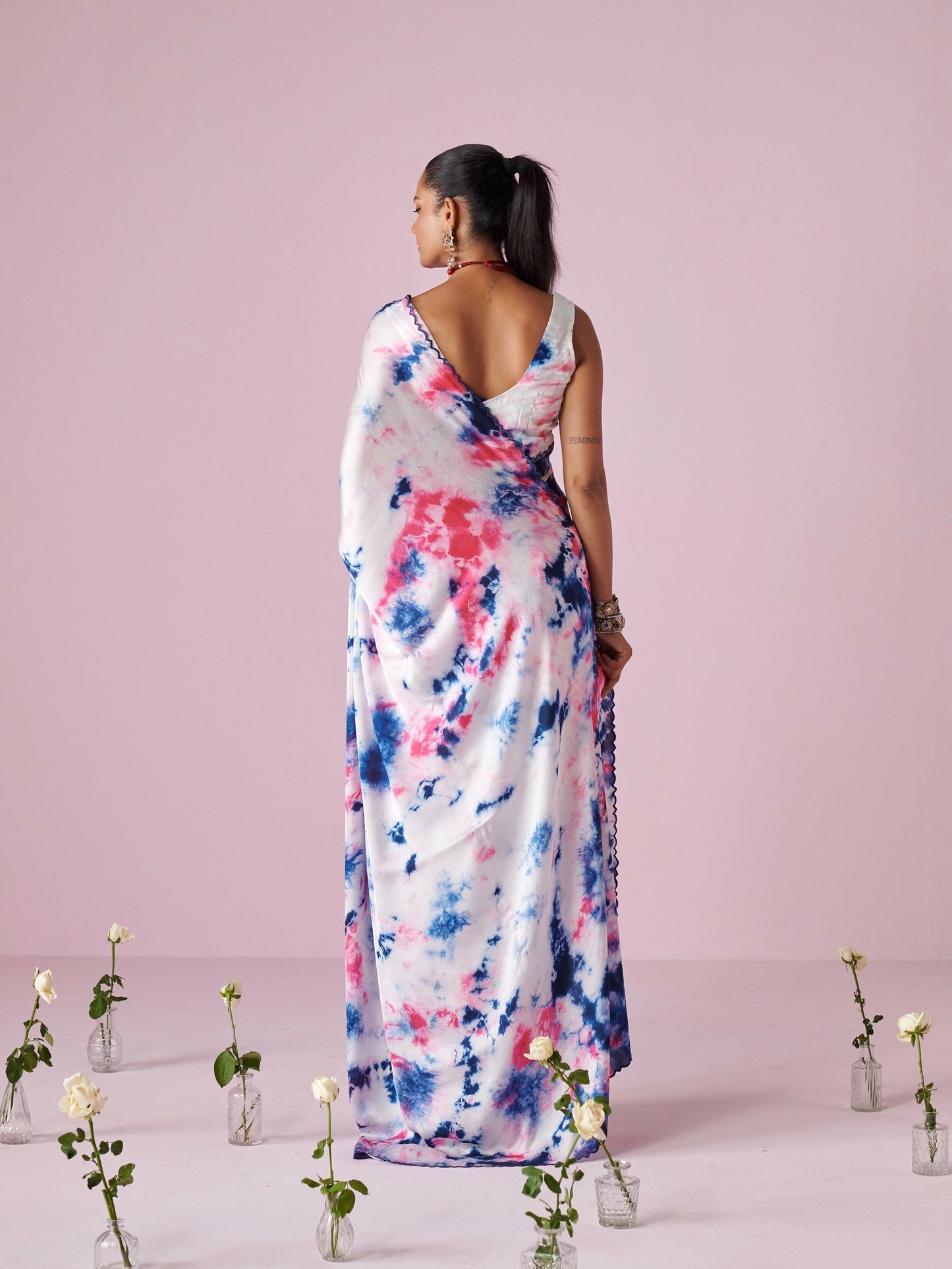 Abstract Satin Saree