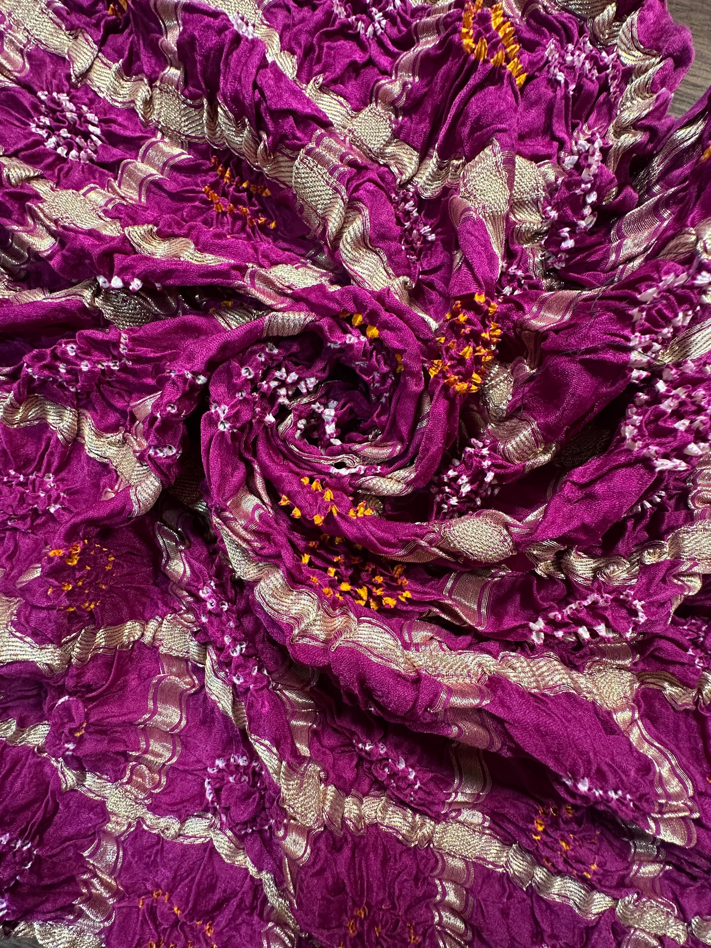 Magenta Gharchola Bandhej Gajji Silk Saree