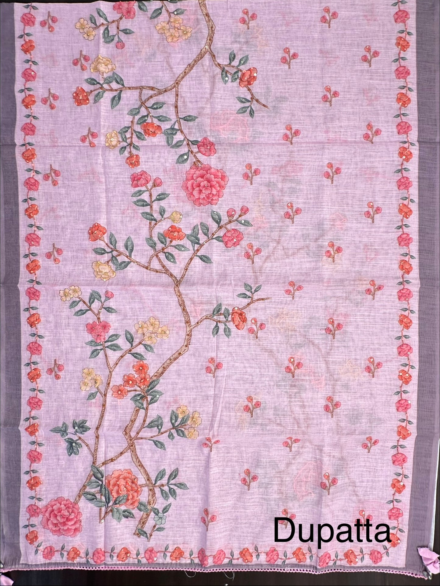 Mauve Dua Hand Embroidered Fancy Cotton Suit