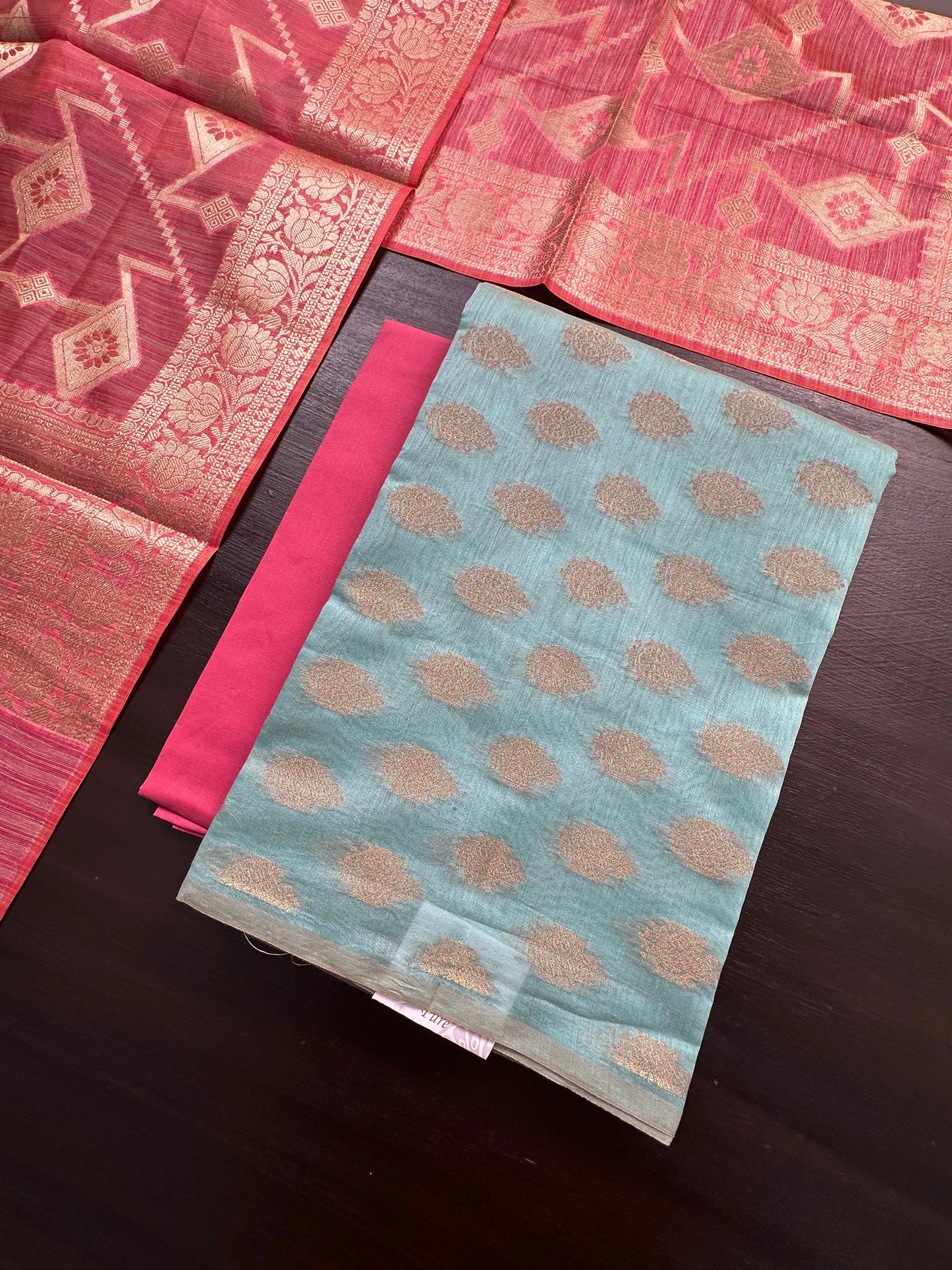 Sea Green Jacquard Handloom Suit