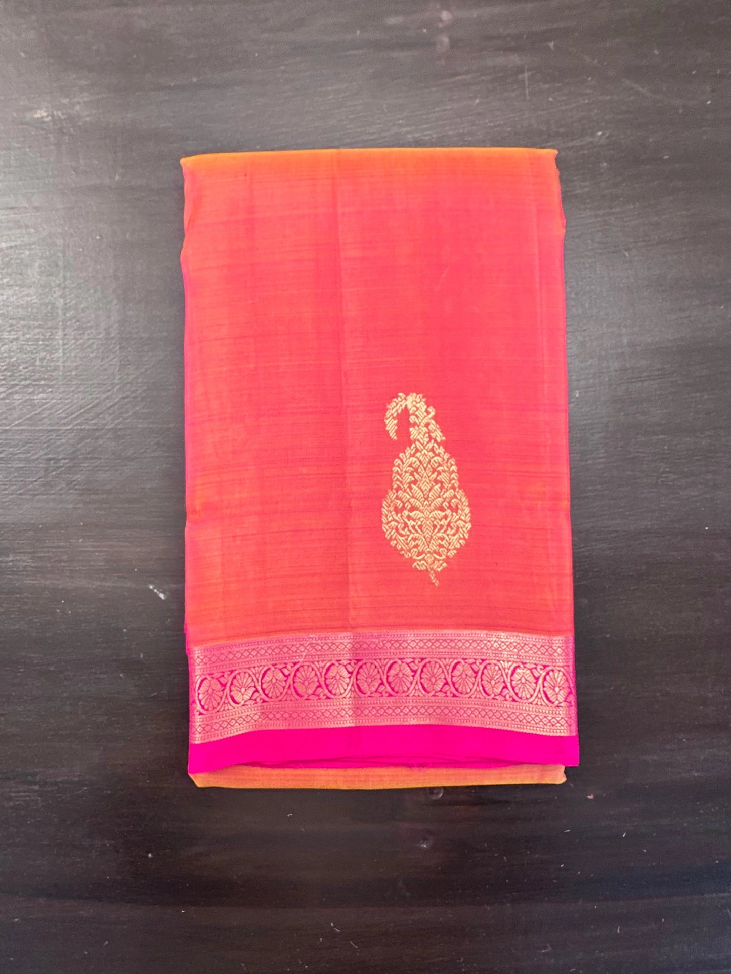 Orange-Rani Handloom Kanjivaram Pure Silk Saree