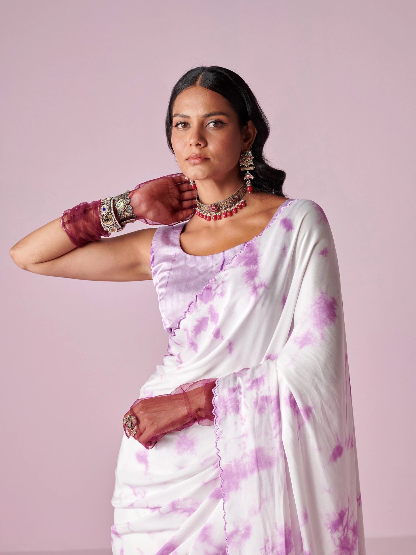 Abstract Satin Saree