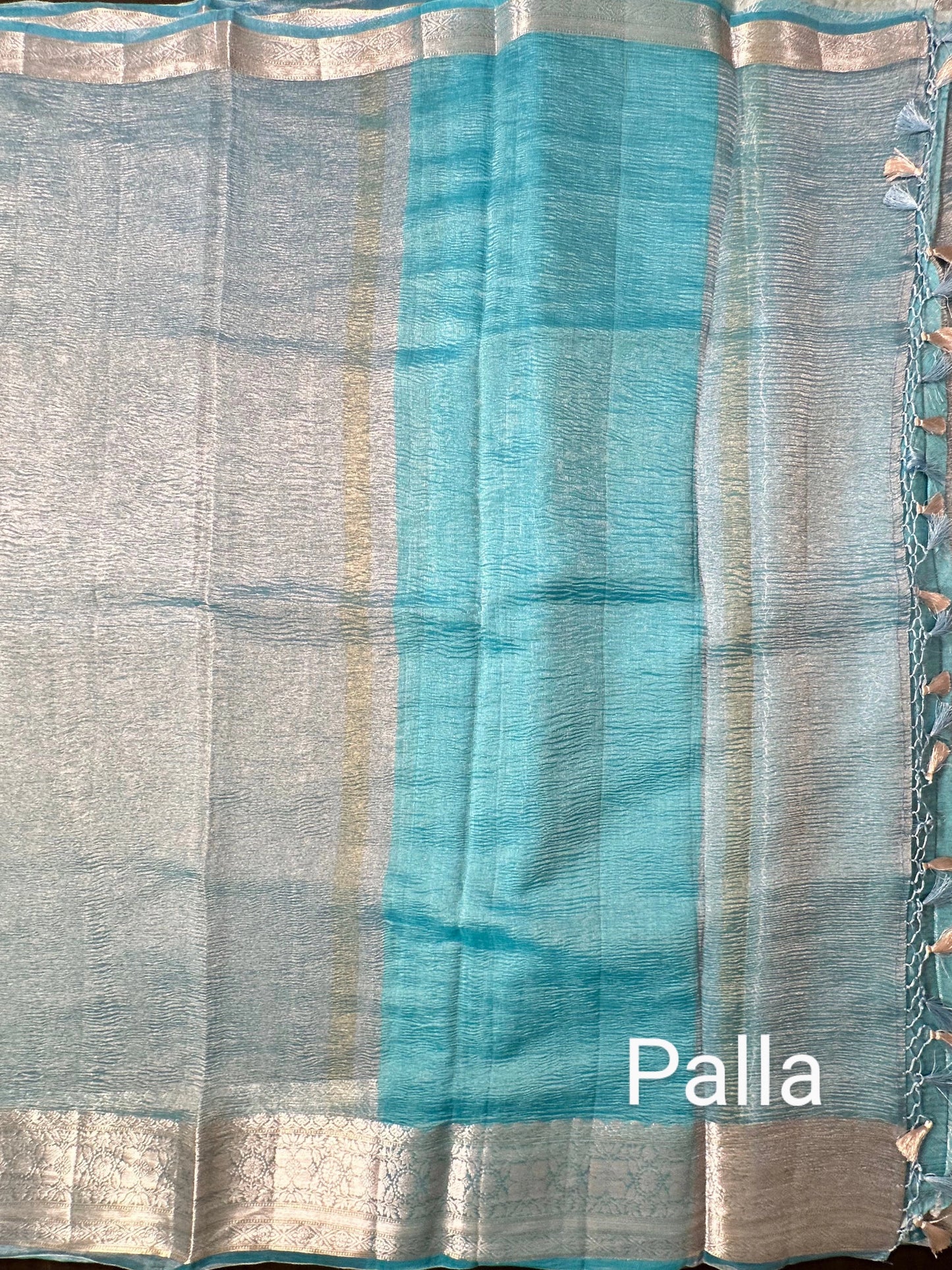 Firozi Pure Crush Tissue Saree