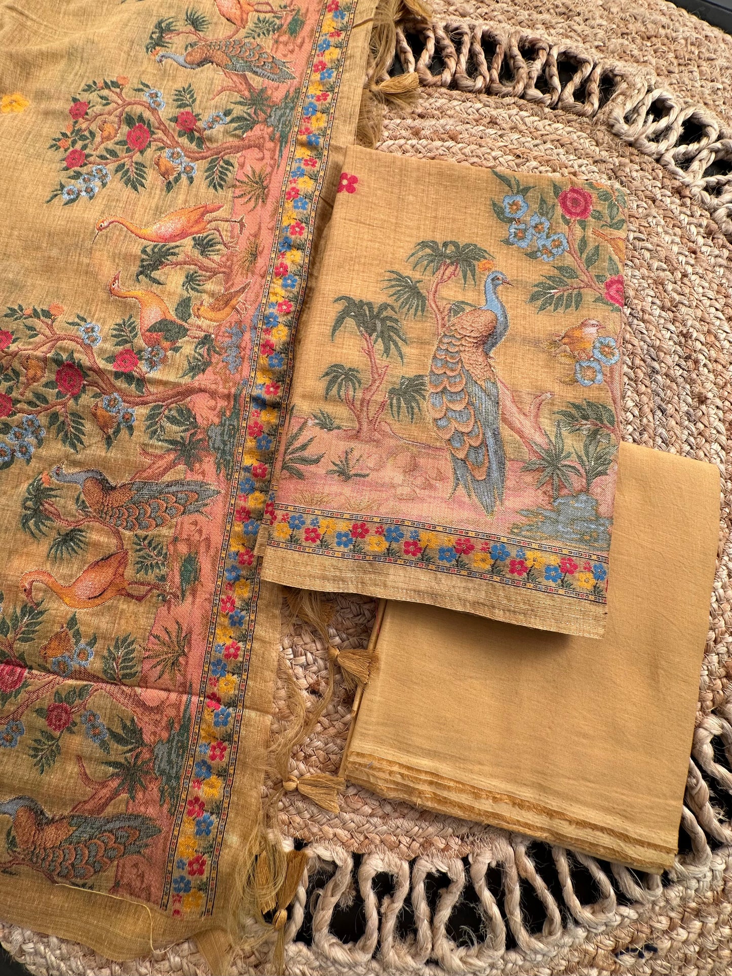 Mustard Jamdani Cotton 3-Piece Suit