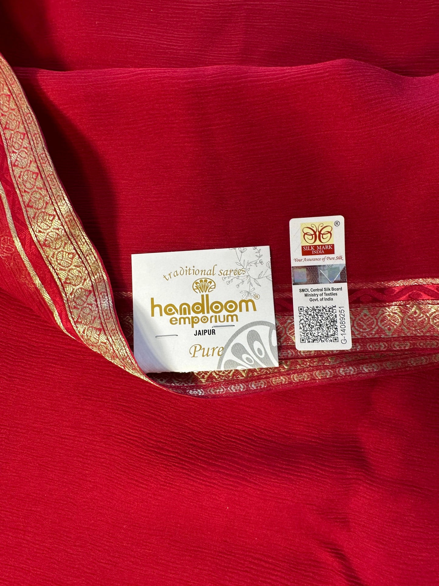 Red Pure Chiffon Saree