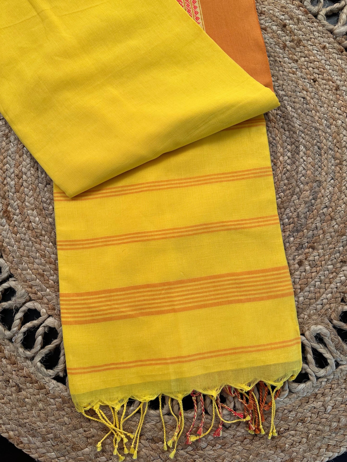 Yellow -Mustard Tripura Cotton Saree