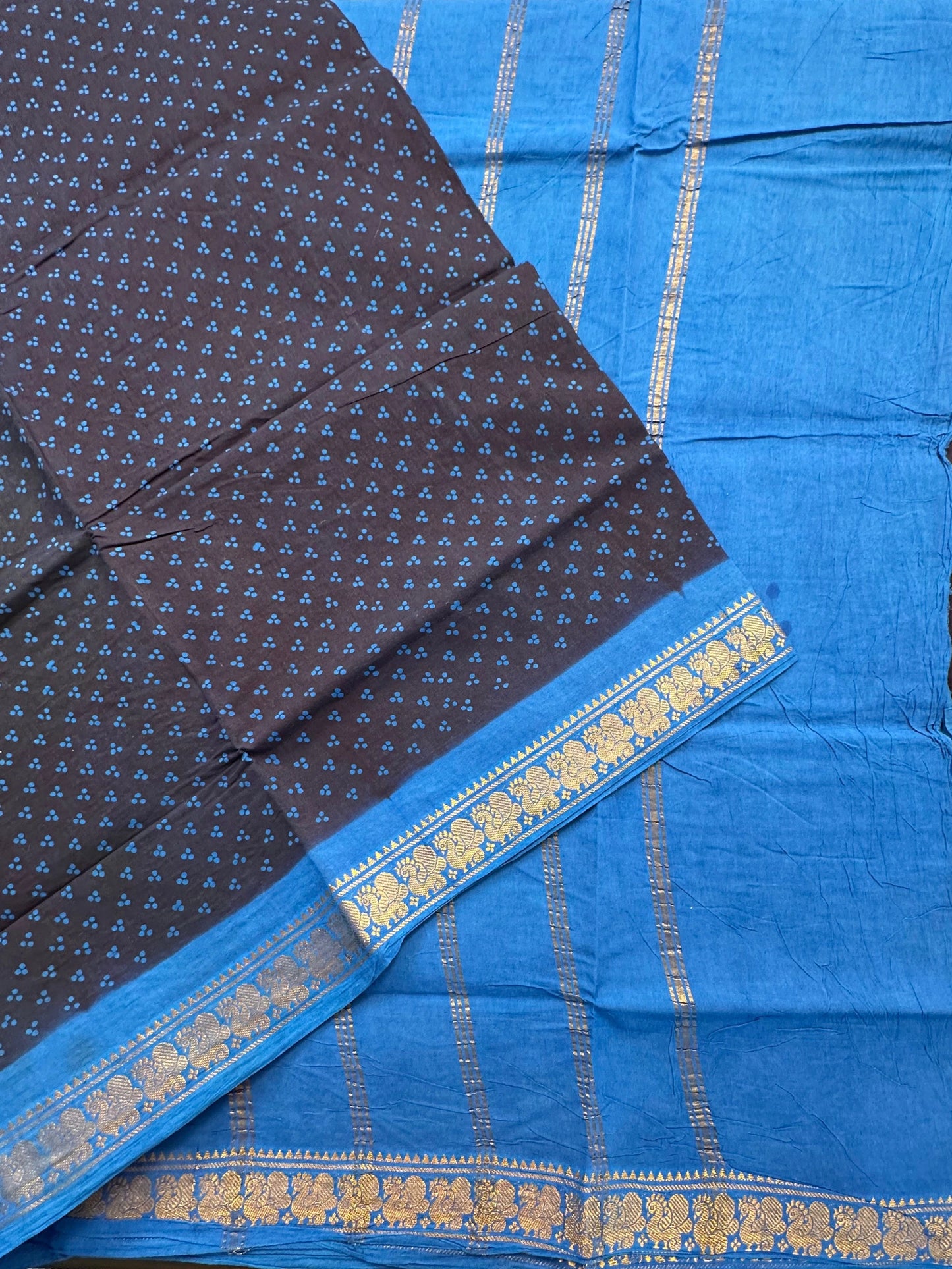 Navy Blue Soongadi Cotton Saree