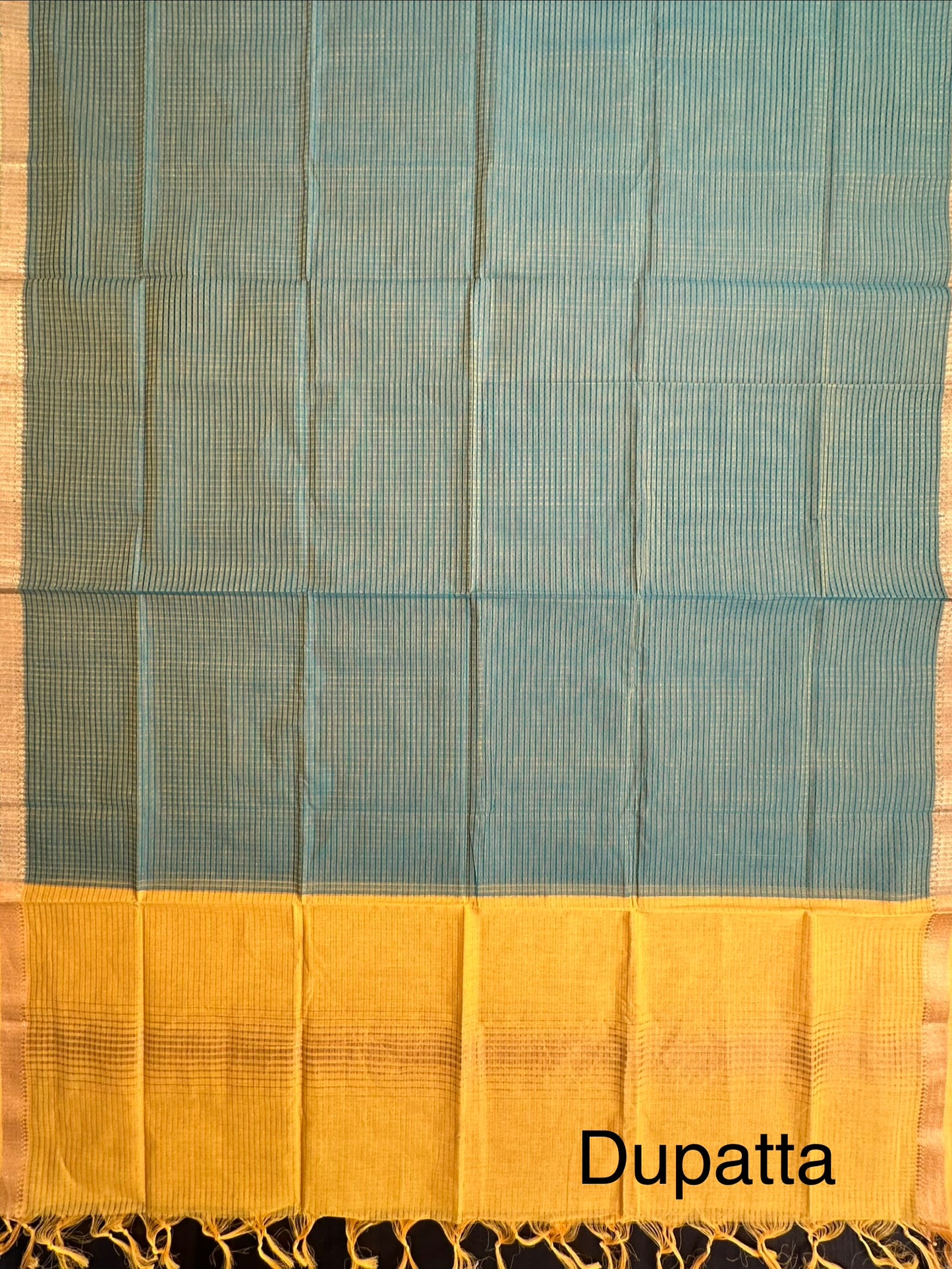 Yellow-Blue Mangalgiri Pure Cotton Unstitched 3-Piece Suit