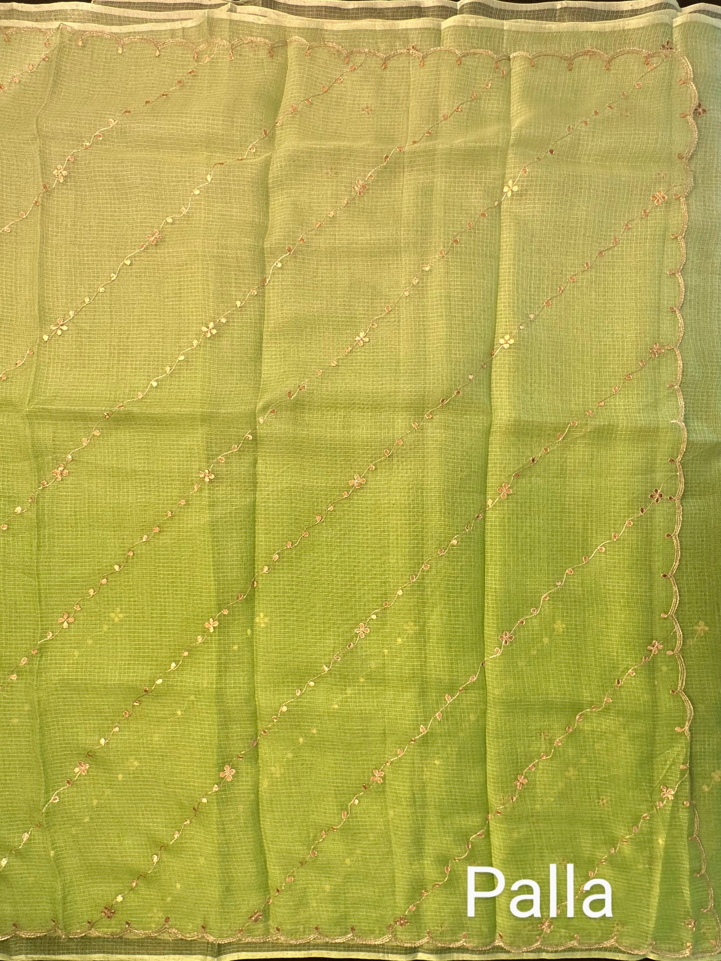 Kota Doria Pure Silk Saree With Gota Patti Work