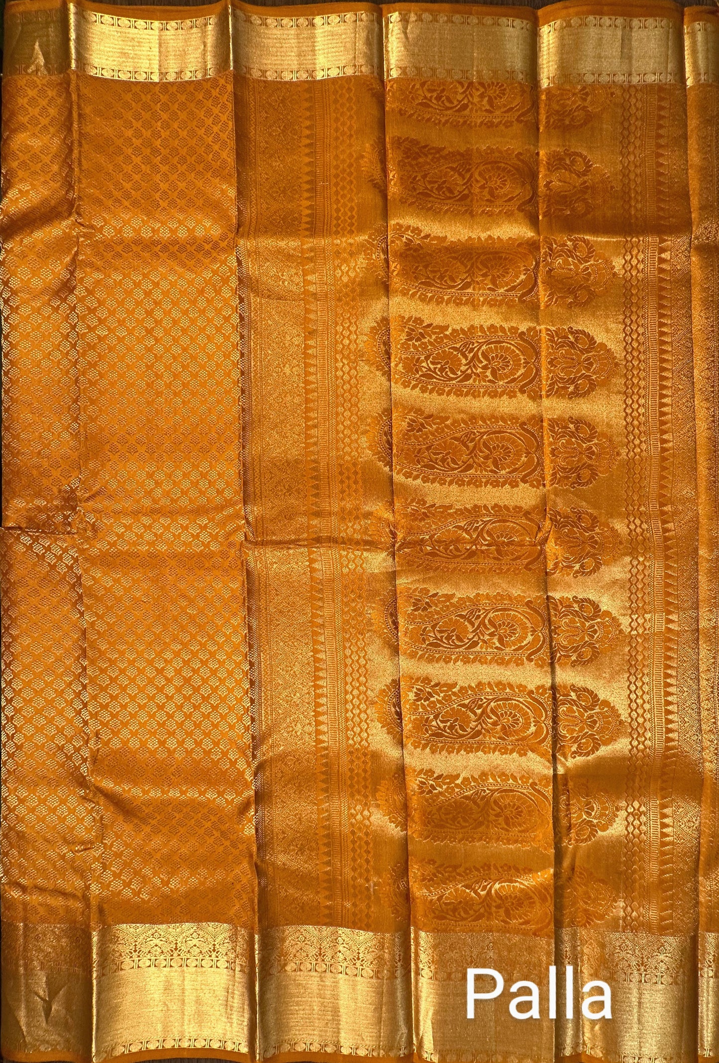 Mustard Handloom Kanjivaram Jamawar Pure Silk Saree