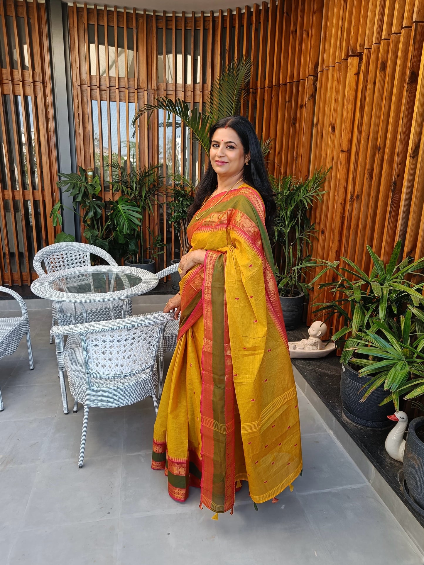 Mustard Narayanpet Cotton Saree