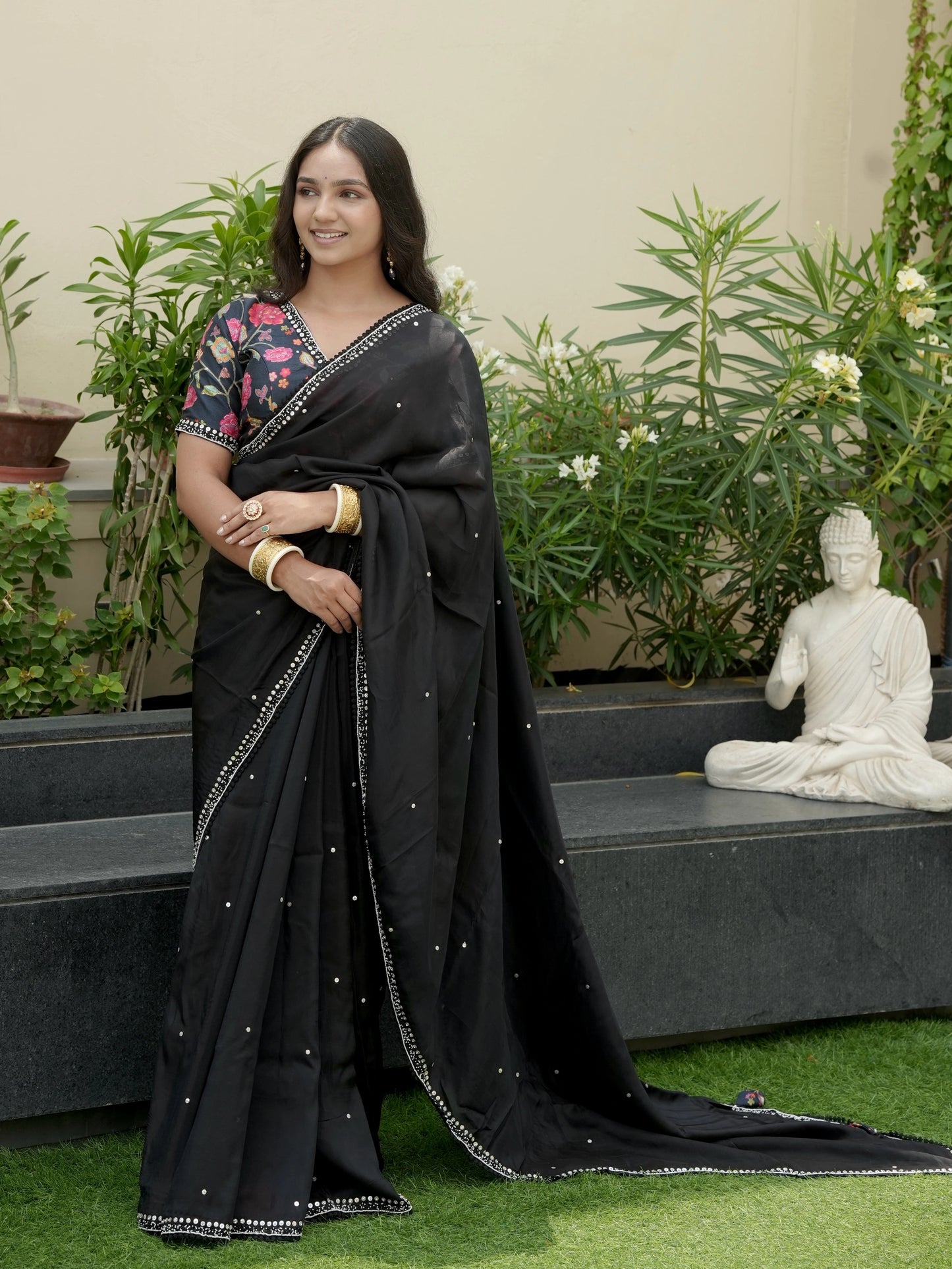 Crepe Saree with Designer Blouse