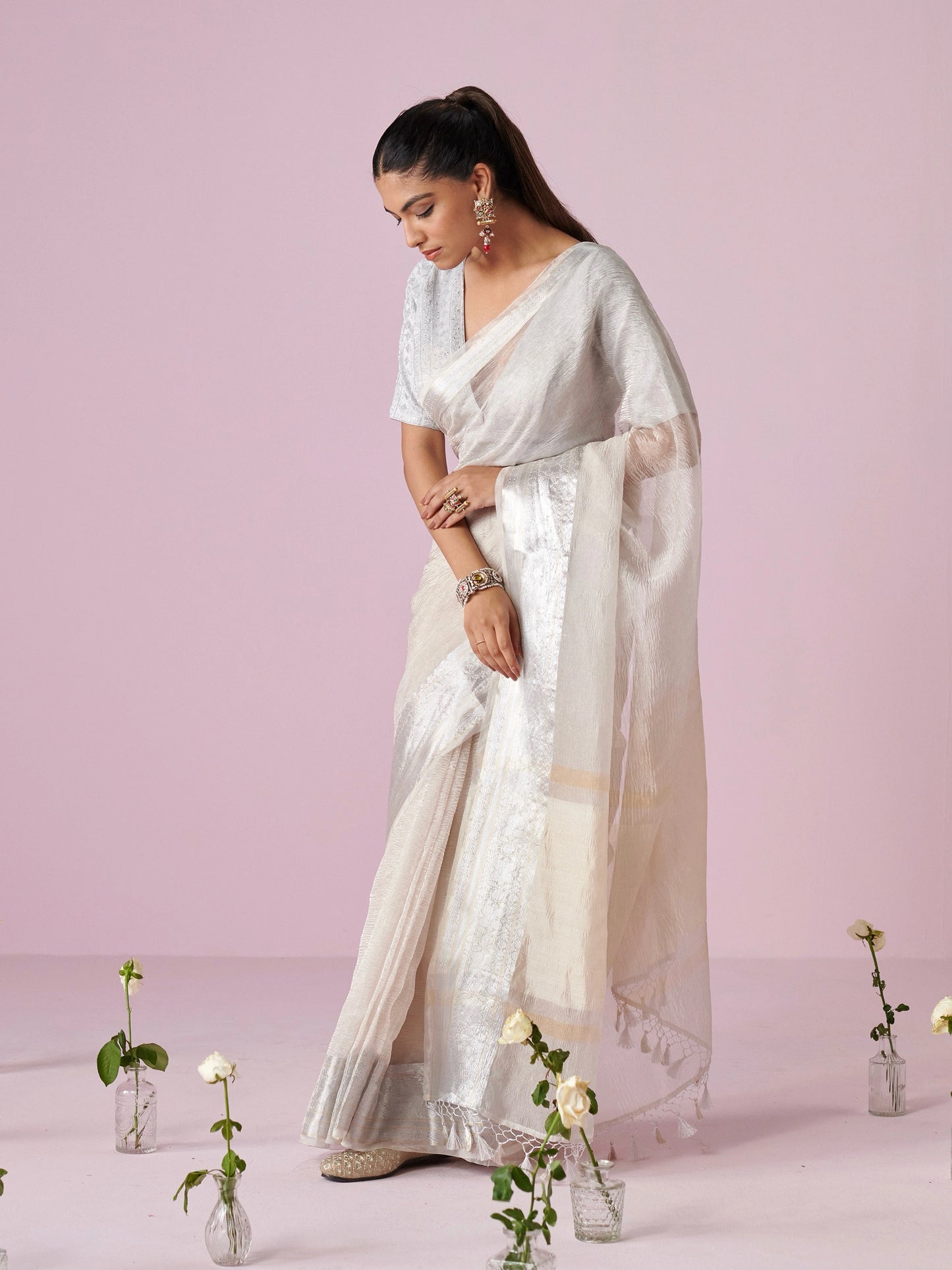 Silver Crush Pure Tissue Saree