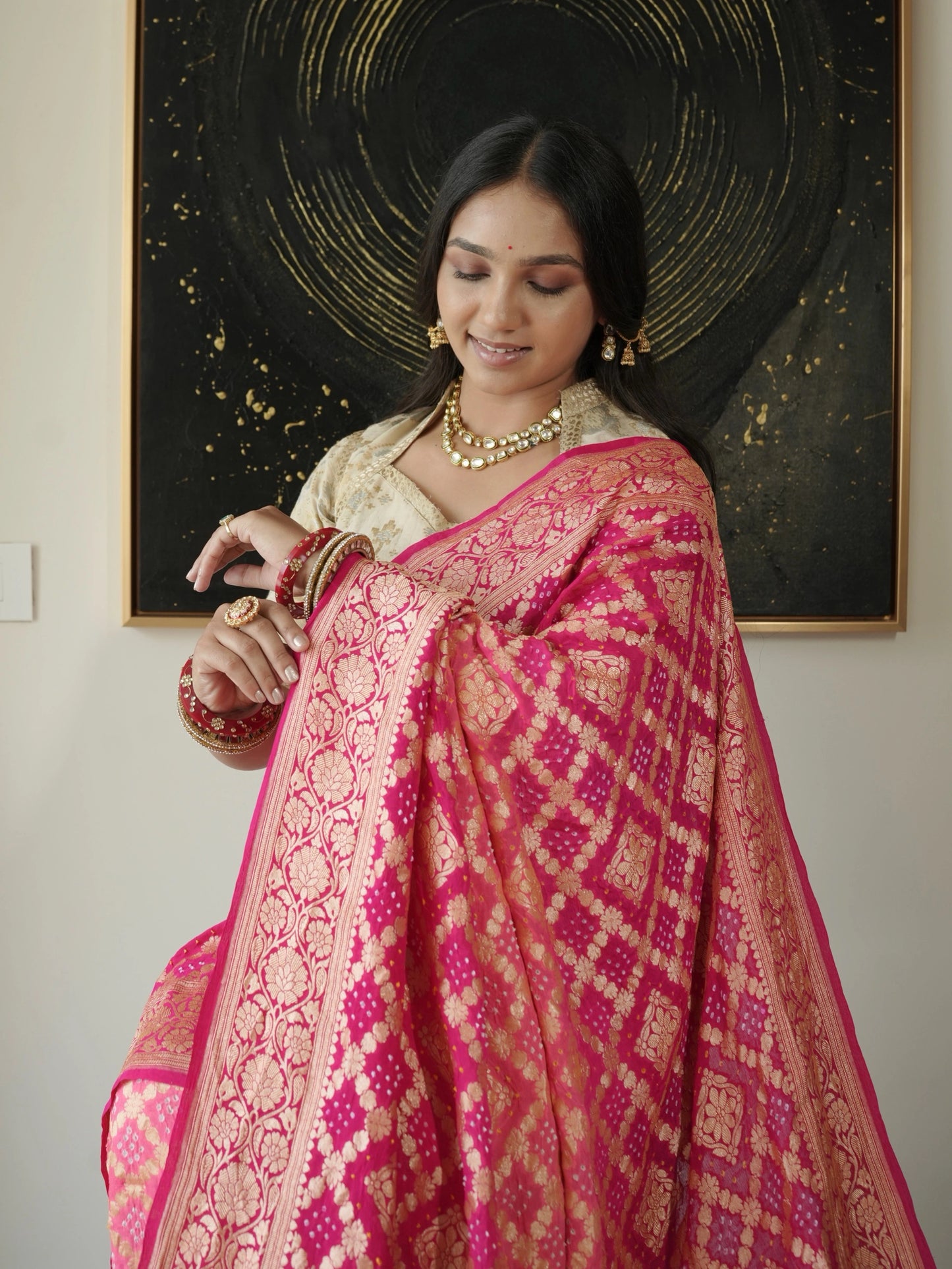 Pure Georgette Gharchola Bandhej Saree