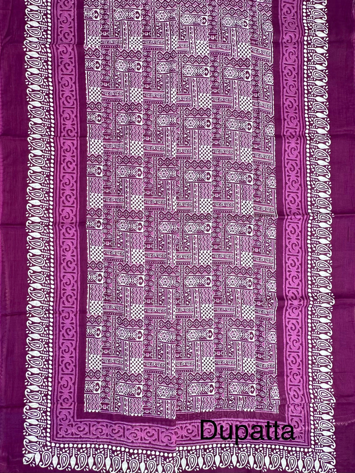 Purple Jaipuri Necktie Cotton 3-Piece Suit