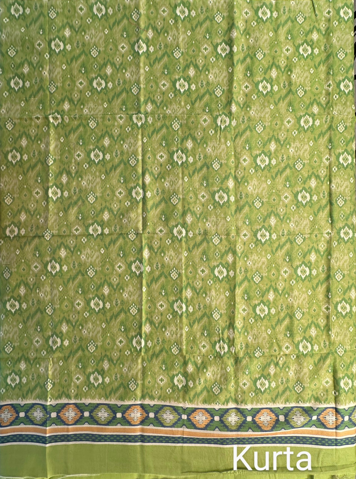 Parrot Green Ikkat Print Unstitched -3Piece Suit